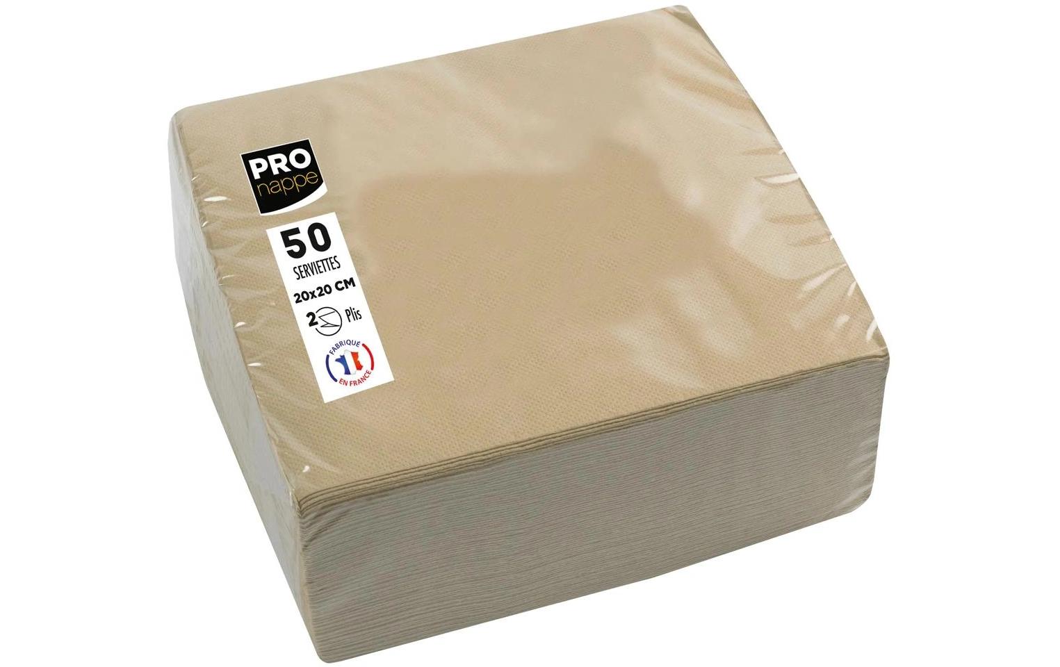PRONAPPE Cocktail-Servietten – Beige – 20 × 20 cm, 2-lagig – 50 Stück