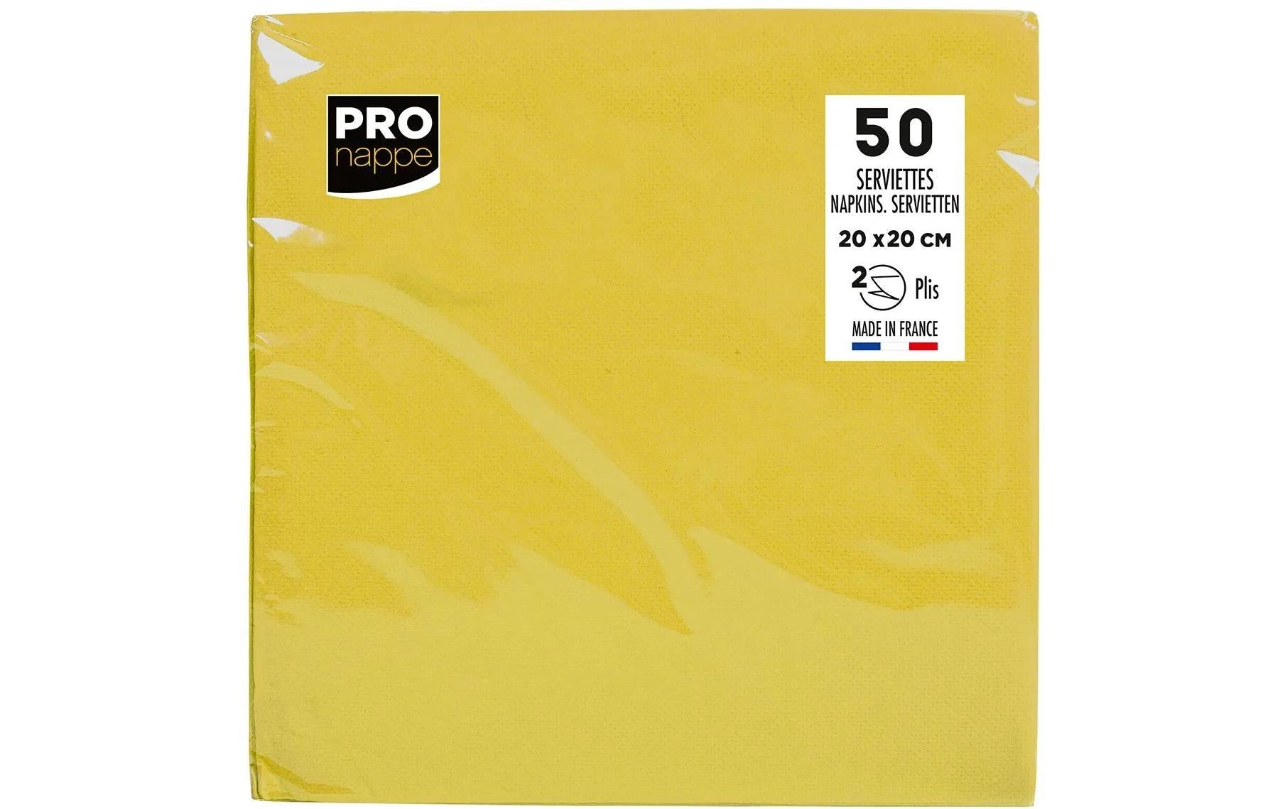 PRONAPPE Servietten gelb – 20 × 20 cm, 2-lagig – 50 Stück