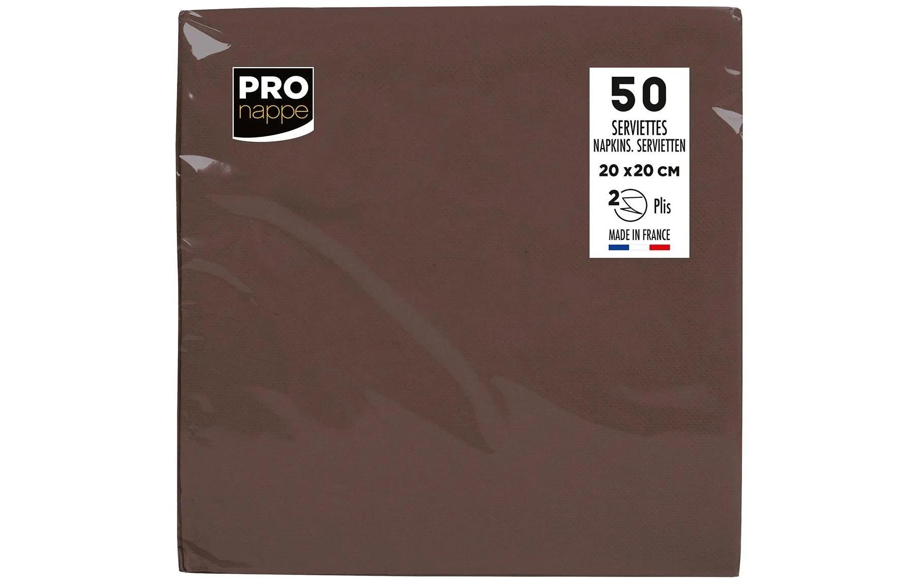 PRONAPPE Servietten – Schokolade – 20 × 20 cm, 2-lagig – 50 Stück