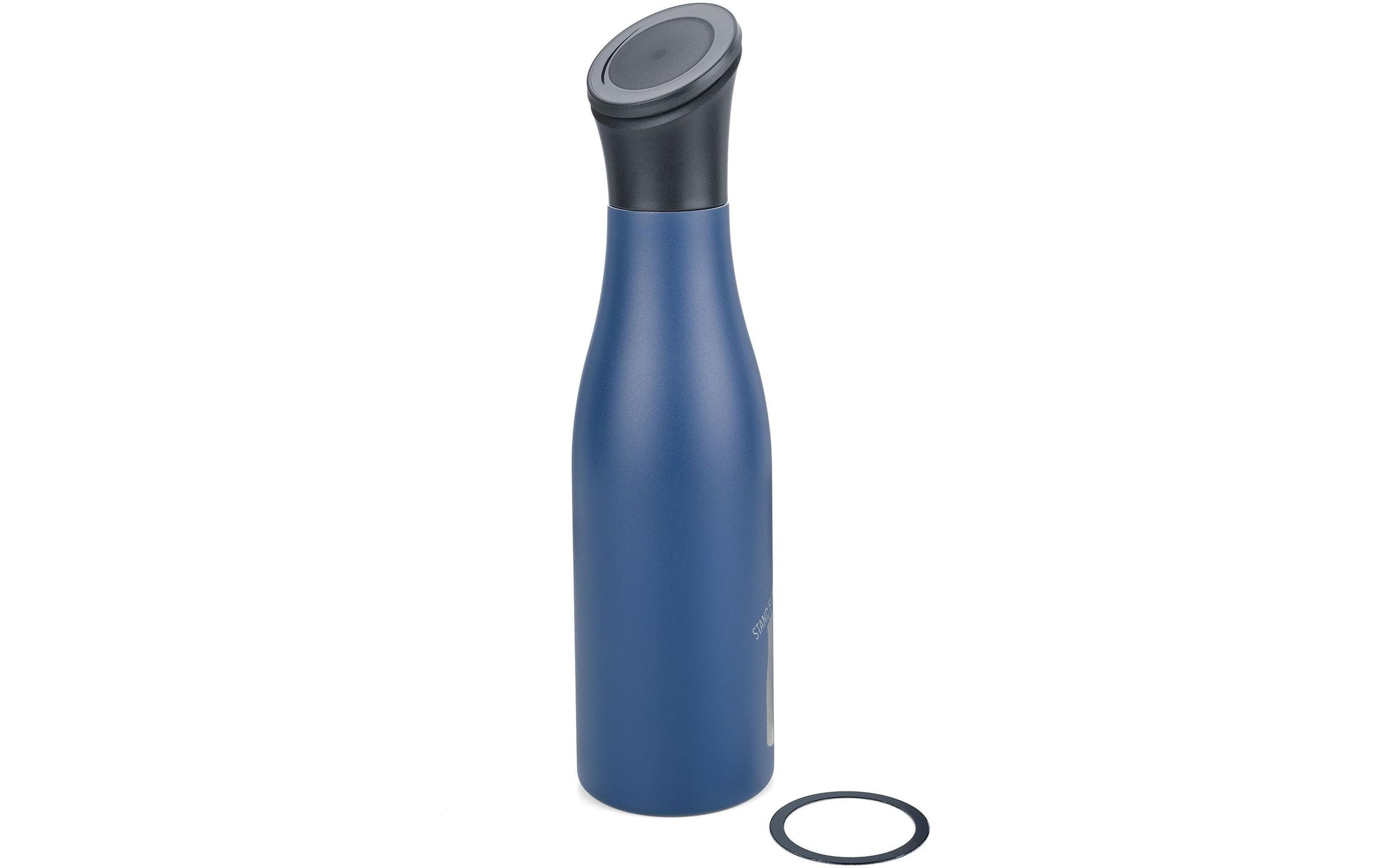 TROIKA STAND BY ME Isolierflasche 550 ml – doppelwandig 12 h heiss/24 h kalt, Edelstahl, Klappdeckel, Blau