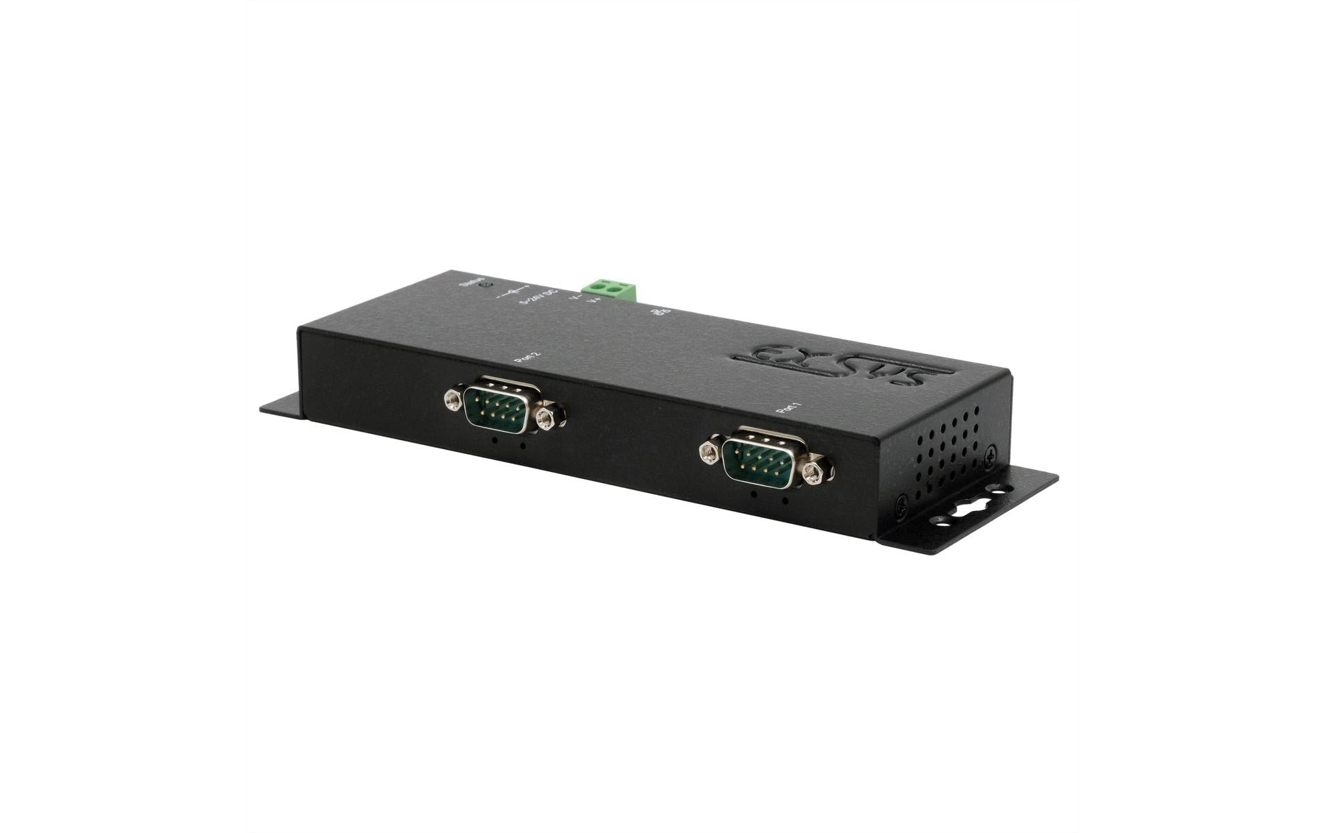 EXSYS EX-6122-2PoE Seriell zu Ethernet – 2× RS-232 (9-polig), PoE/PoE+ – für serielle Geräte