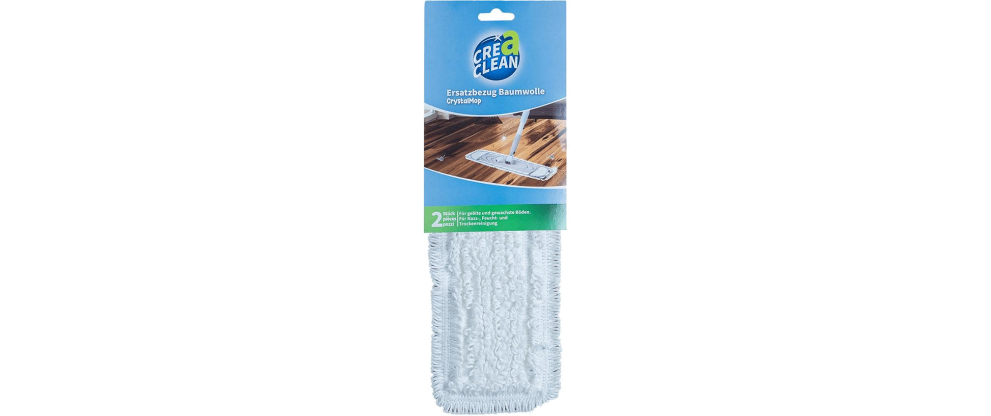 CREaCLEAN Wischbezug CrystalMop – 2 Stk. – Baumwolle – 47,0 × 14,0 cm