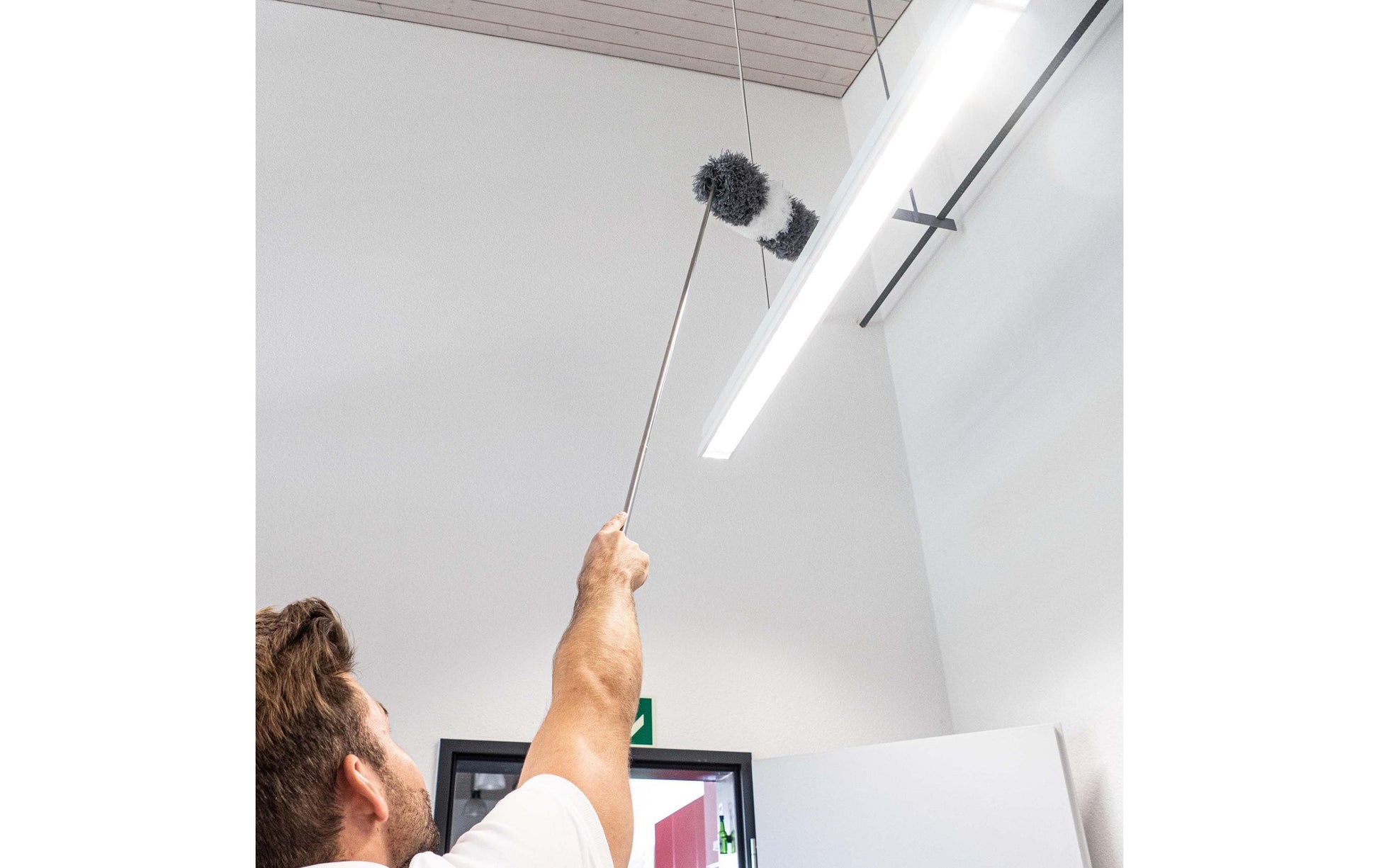 CREaCLEAN Staubwedel 54094 – Mikrofaser – Grau/Weiss – 245 cm