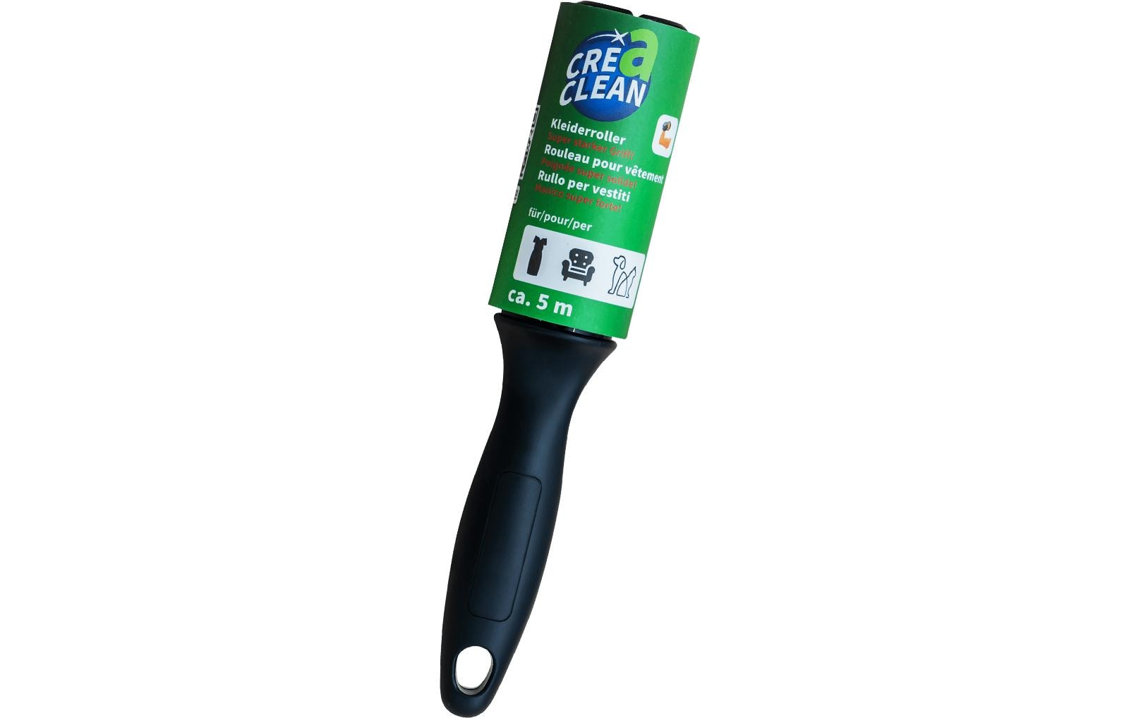 CREaCLEAN Fusselroller – 1 Griff + 3 Ersatzrollen – Schwarz – Papier/ABS