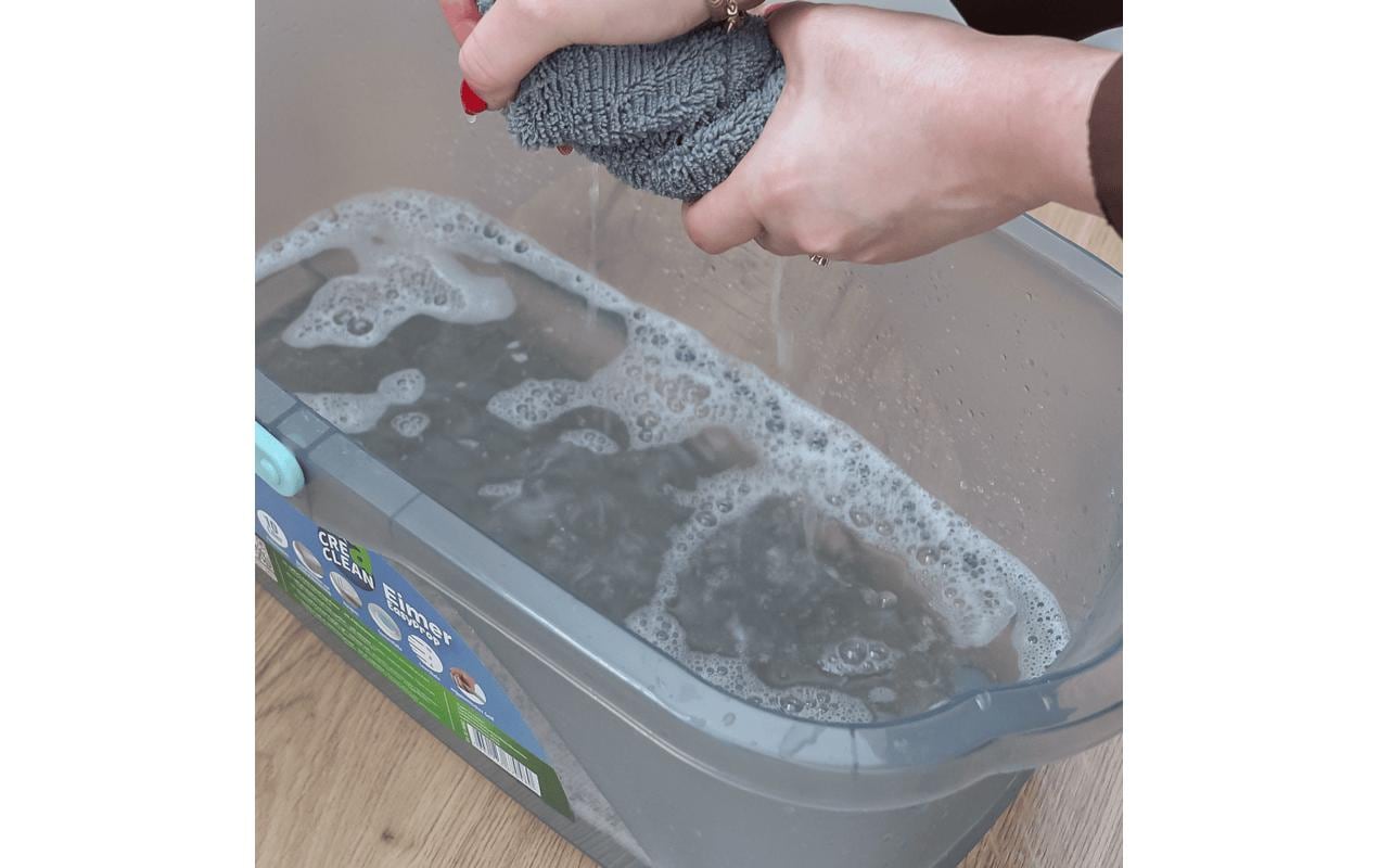 CREaCLEAN Flachwischer CrystalMop – 42 cm, Aluminium, Mikrofaser, Blau, 150 cm