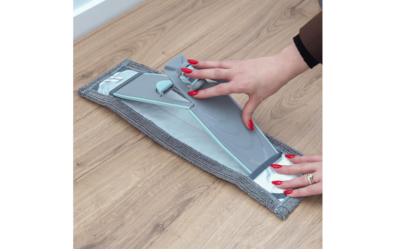 CREaCLEAN Flachwischer CrystalMop – 42 cm, Aluminium, Mikrofaser, Blau, 150 cm
