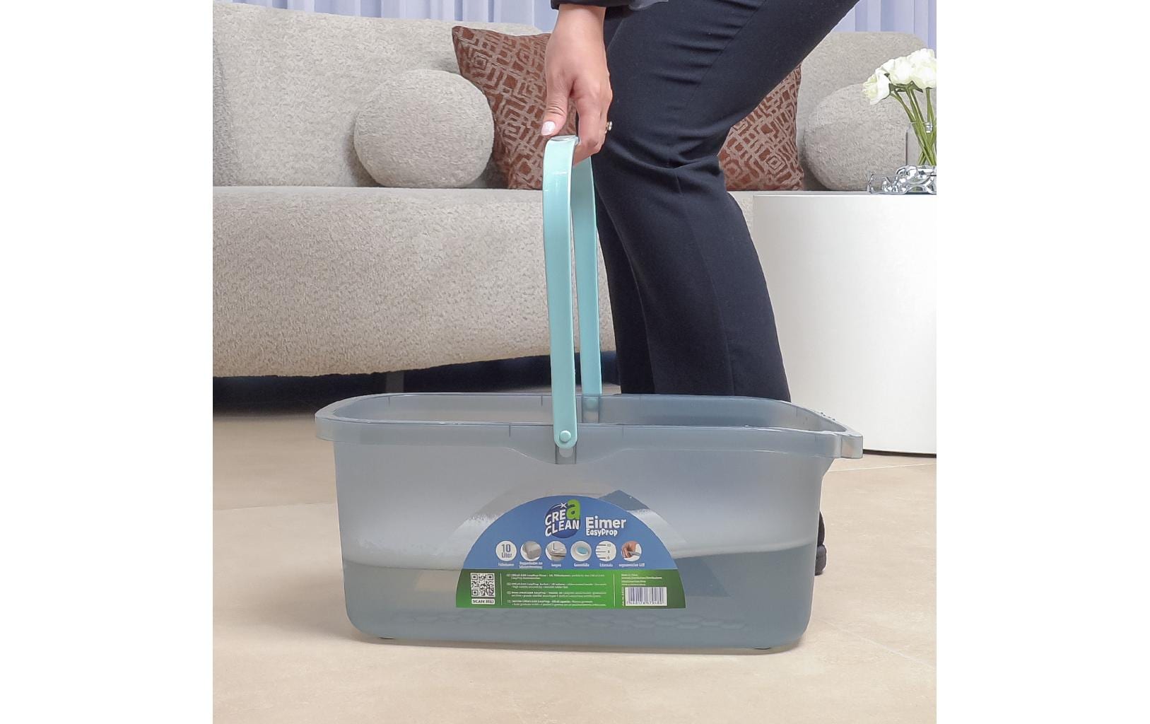 CREaCLEAN Putzeimer – 10 l, PP/TPR, grau