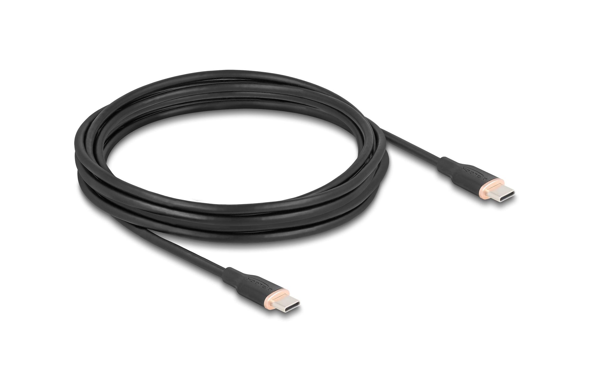DeLOCK USB-C auf USB-C Kabel – USB 2.0 (480 Mbit/s) – 4 m – PD 60 W – Silikon – Schwarz