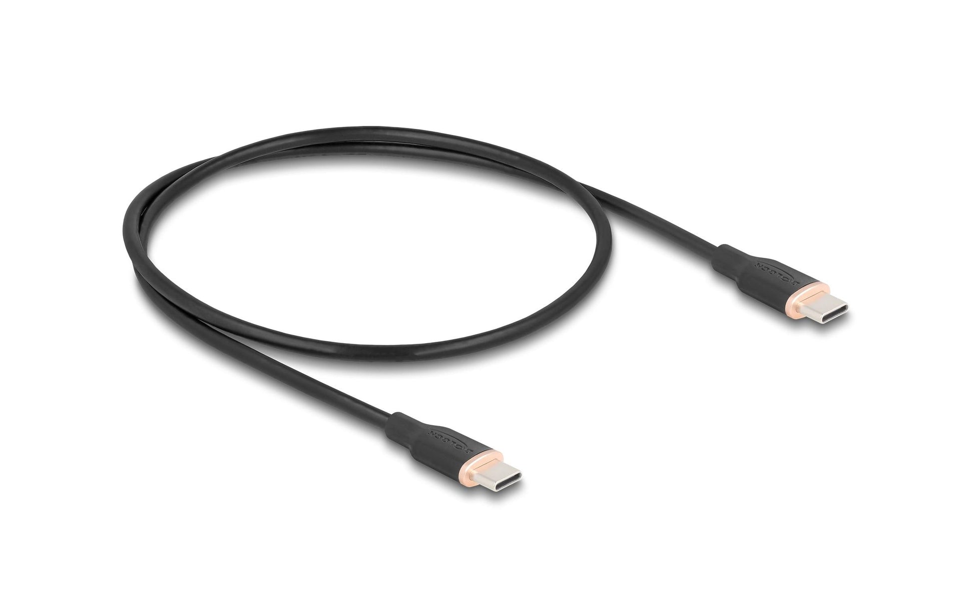 DeLOCK USB-C auf USB-C Kabel – USB 2.0 (480 Mbit/s) – 0,5 m – PD 60 W – Silikon – Schwarz