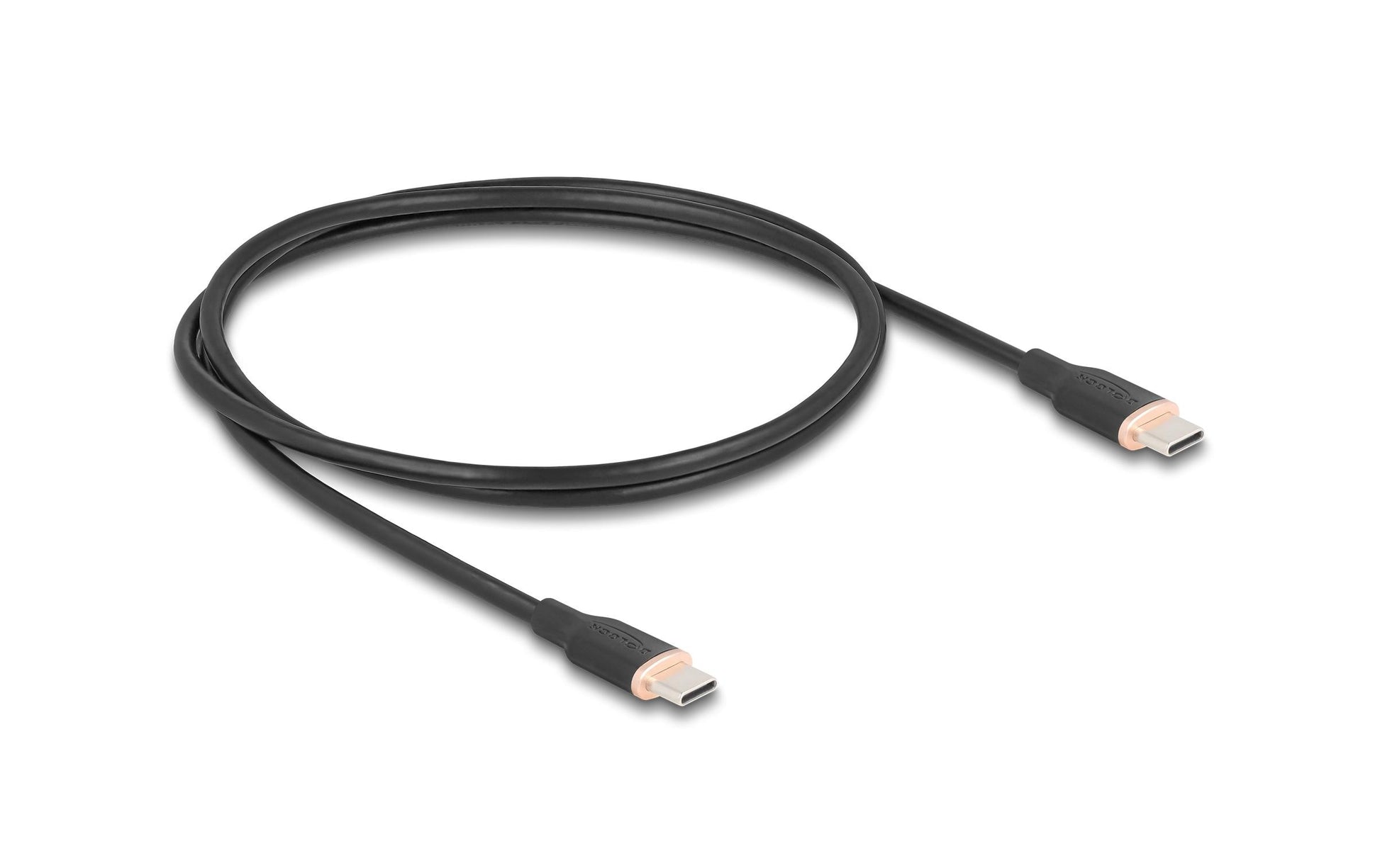 DeLOCK USB-Kabel – USB-C auf USB-C – USB 2.0 (480 Mbit/s) – 1 m – PD 60 W – Silikon, Goldkontakte – Schwarz