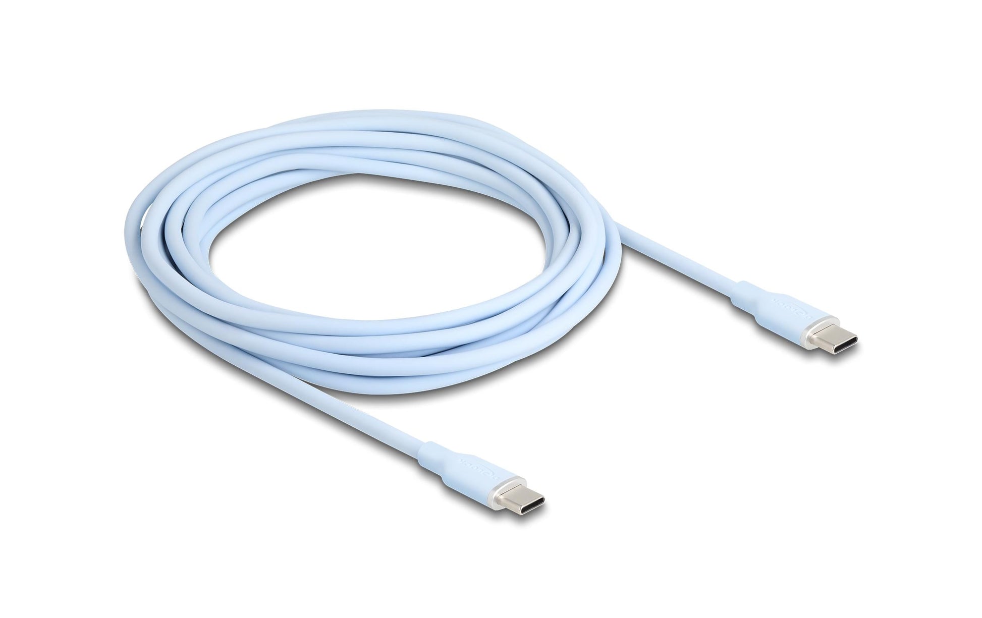 DeLOCK USB-C auf USB-C Kabel – USB 2.0 (480 Mbit/s) – 4 m – PD 60 W – Silikon, Blau