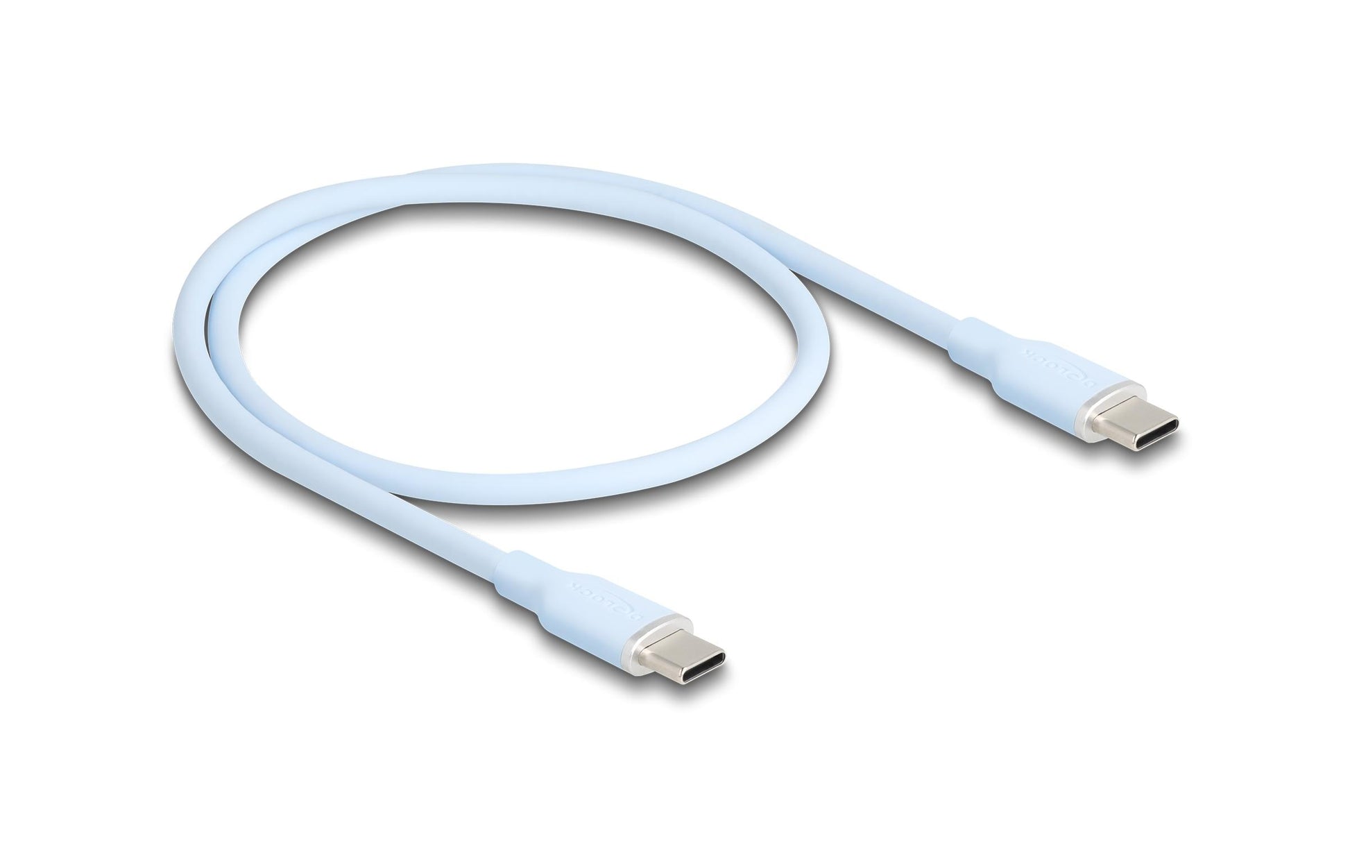 DeLOCK USB-C auf USB-C Kabel – USB 2.0 (480 Mbit/s) – 0,5 m – PD 60 W – Silikon – Blau