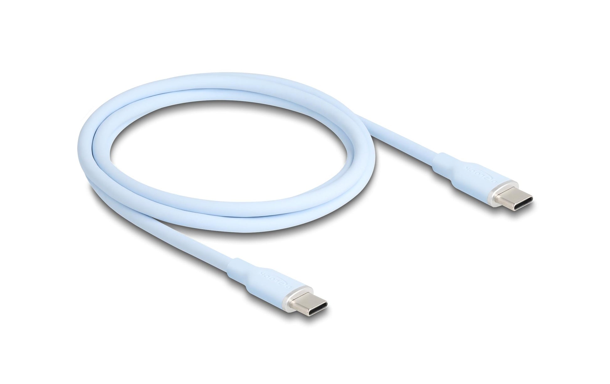 DeLOCK USB-C auf USB-C Kabel – USB 2.0 (480 Mbit/s) – 1 m – PD 60 W – Silikon, Goldstecker – Blau