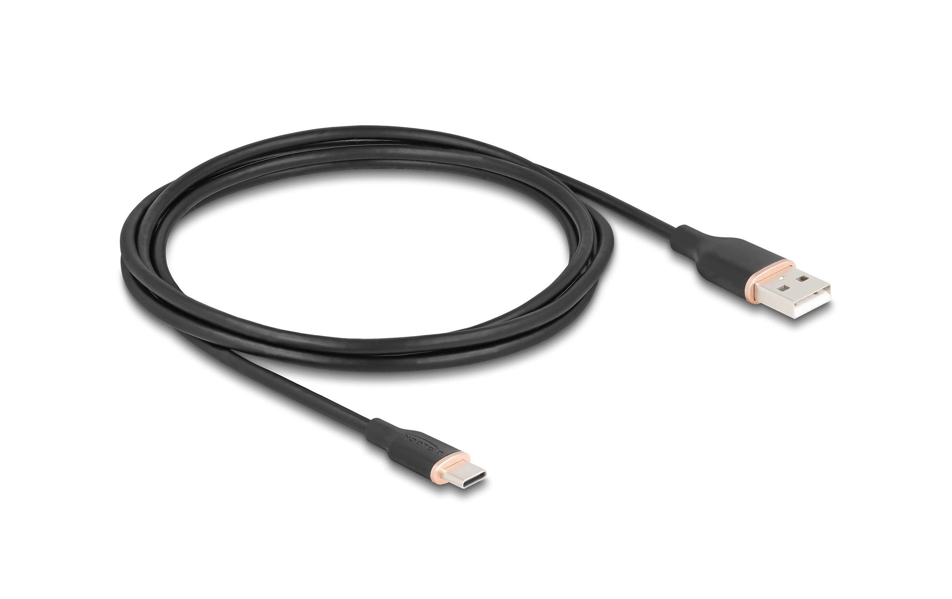 DeLOCK USB-A auf USB-C Kabel – USB 2.0 (480 Mbit/s) – 2,5 m – Silikon – Schwarz