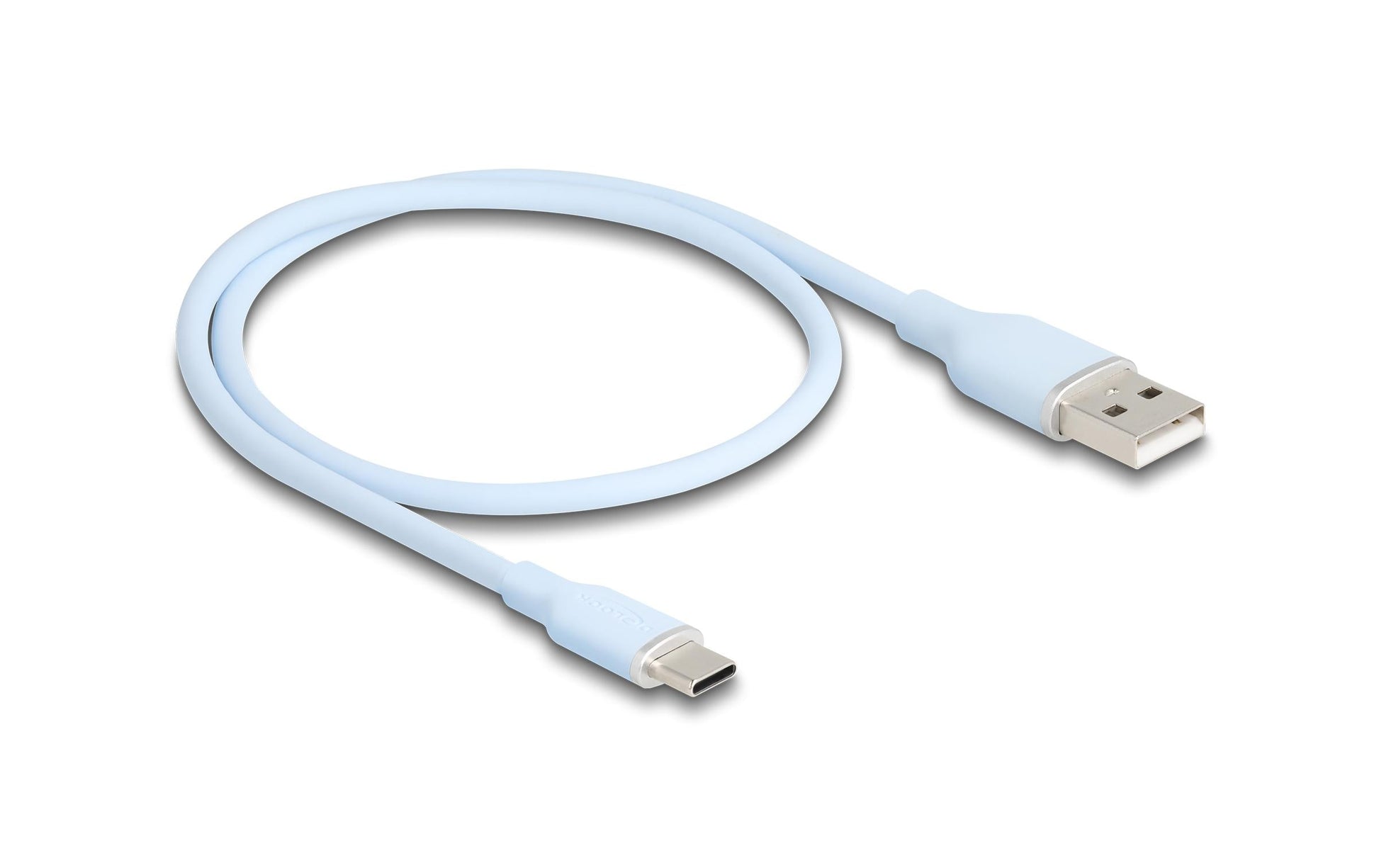 DeLOCK USB-A auf USB-C Kabel – USB 2.0 (480 Mbit/s) – 0,5 m – Silikon – Blau