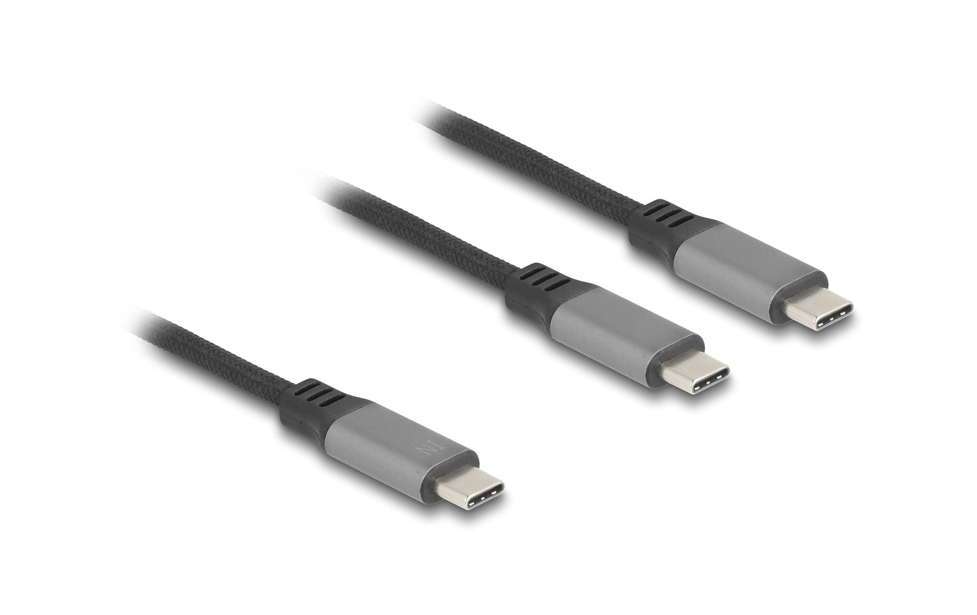 DeLOCK USB-C auf 2× USB-C Kabel – USB 2.0 (480 Mbit/s) – 1,2 m – PD 100 W – Y-Kabel – Schwarz/Grau