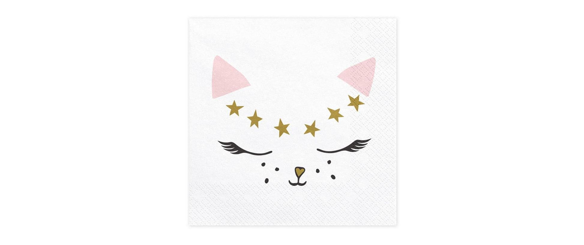 PartyDeco Servietten Katze, weiss, 33 × 33 cm – 20 Stk.