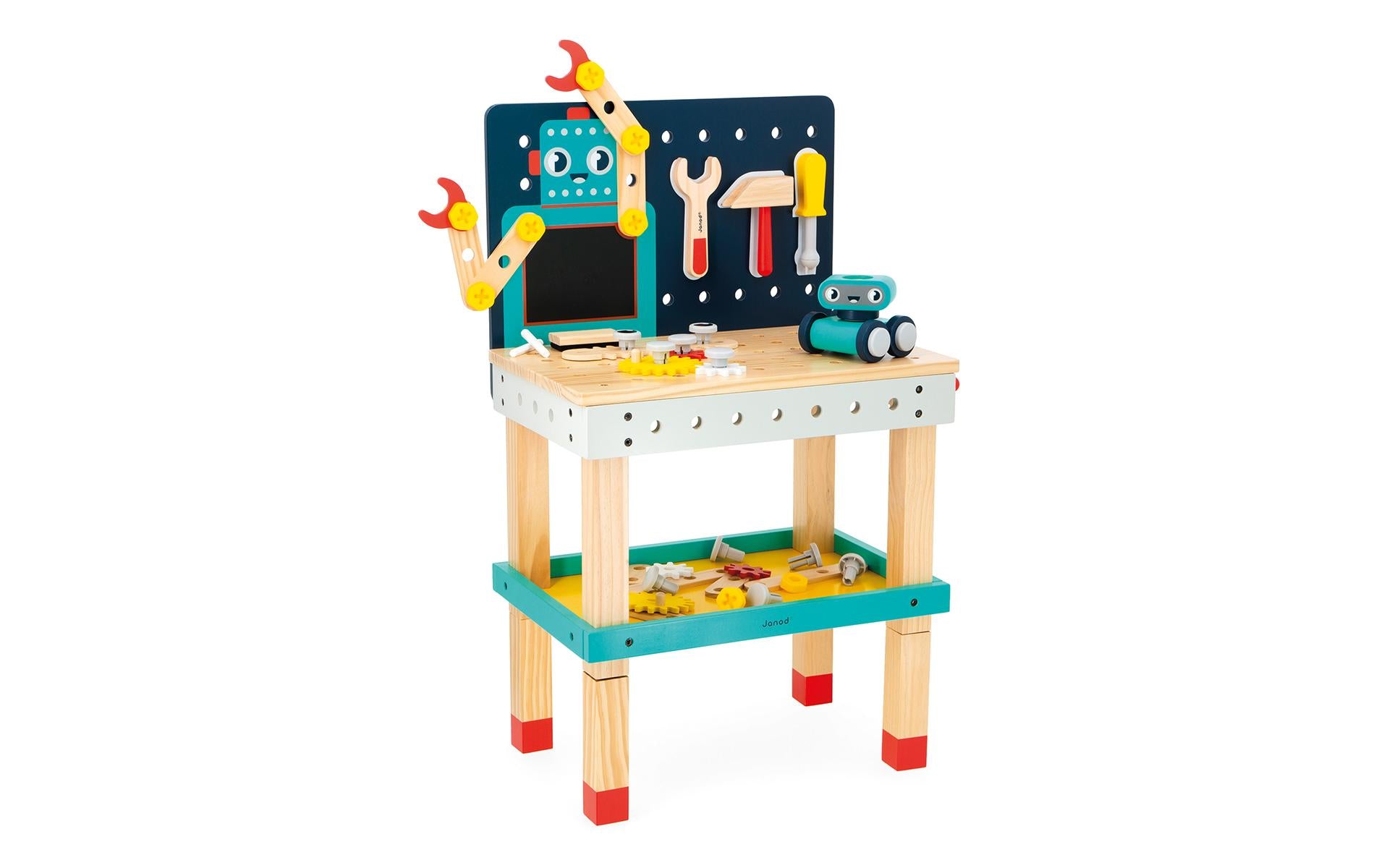 JANOD Brico'Kids Werkbank Roboter – 50-teilig – ab 3 Jahren – 48,0 × 79,0 × 31,5 cm – mehrfarbig – FSC