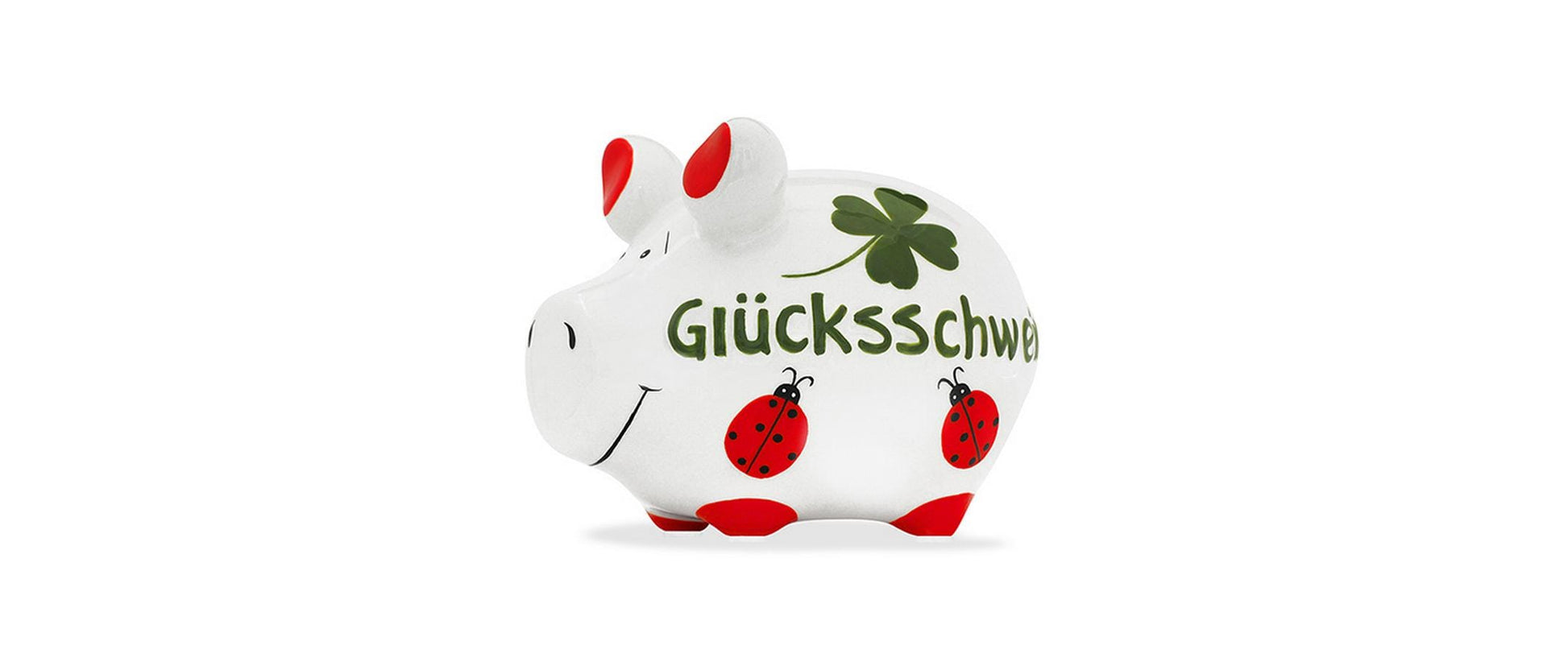 G. Wurm Spardose Glücksschweinchen – Keramik, Weiss – 12,5 × 9 × 9 cm