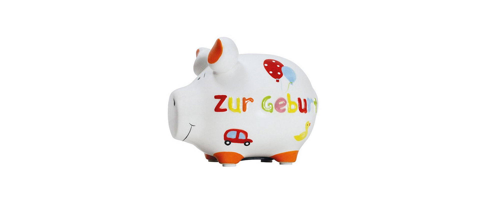 G. Wurm Spardose zur Geburt – Keramik, mehrfarbig – 12,5 × 9 × 9 cm