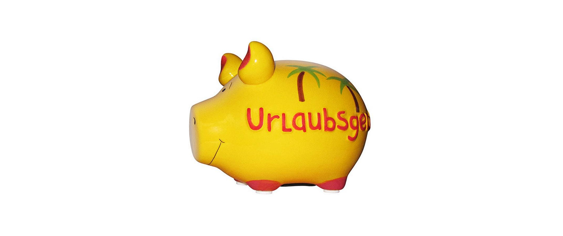 G. Wurm Sparbüchse Urlaub – Keramik, Senfgelb, 3-teilig – 12,5 × 9 × 9 cm
