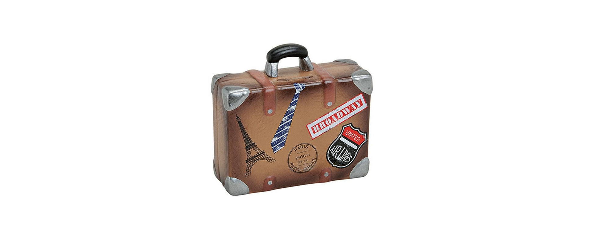 G. Wurm Spardose Koffer – Keramik, Braun – 14 × 6 × 13 cm