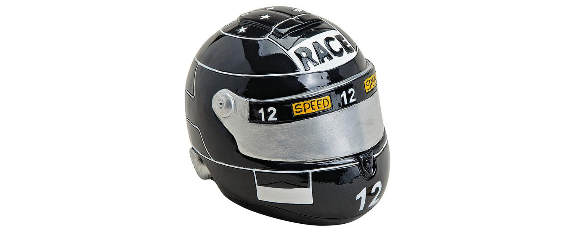 G. Wurm Motorradhelm Spardose – Polyresin, Schwarz – 14 × 11 × 11 cm