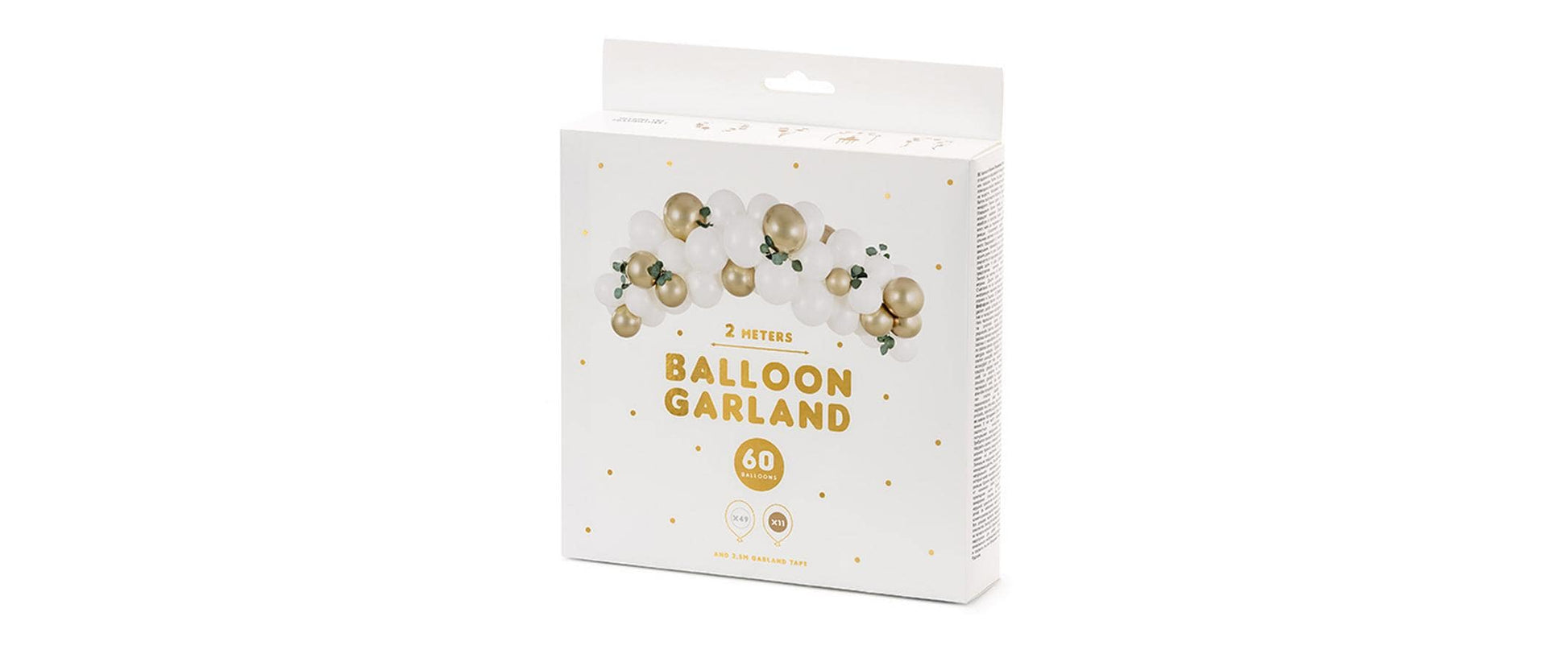 PartyDeco Geburtstagsluftballons – Weiss, Gold – 200 cm – Latex