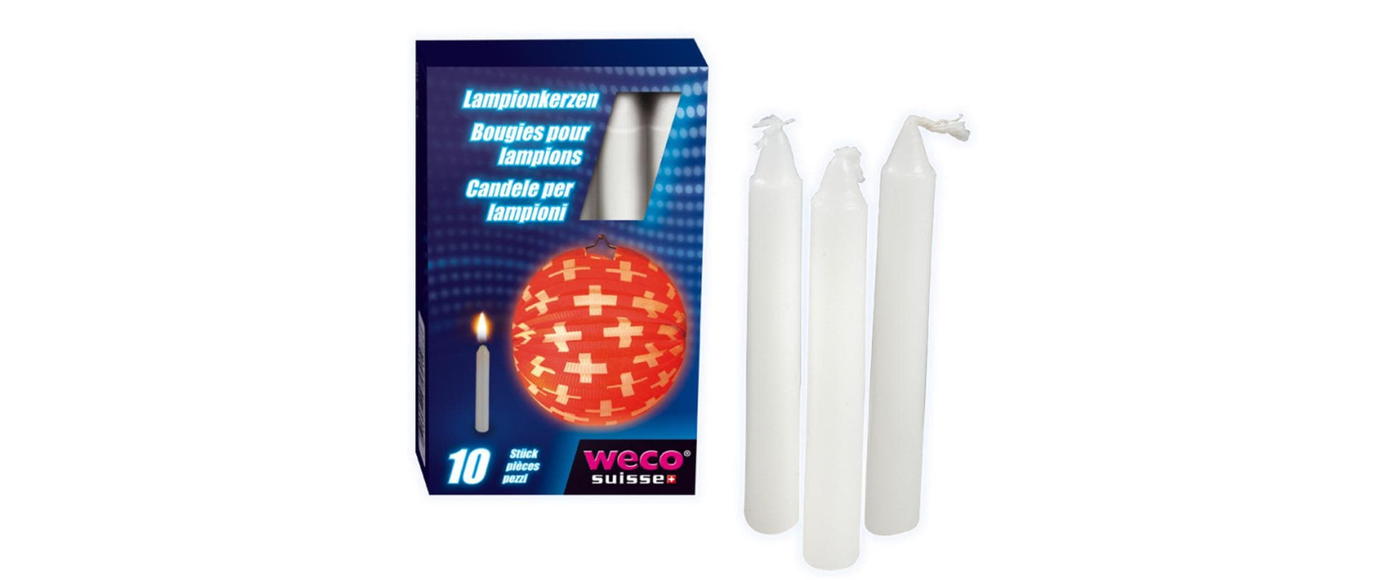 Haushaltsware Lampionkerzen – 10-teilig – Weiss