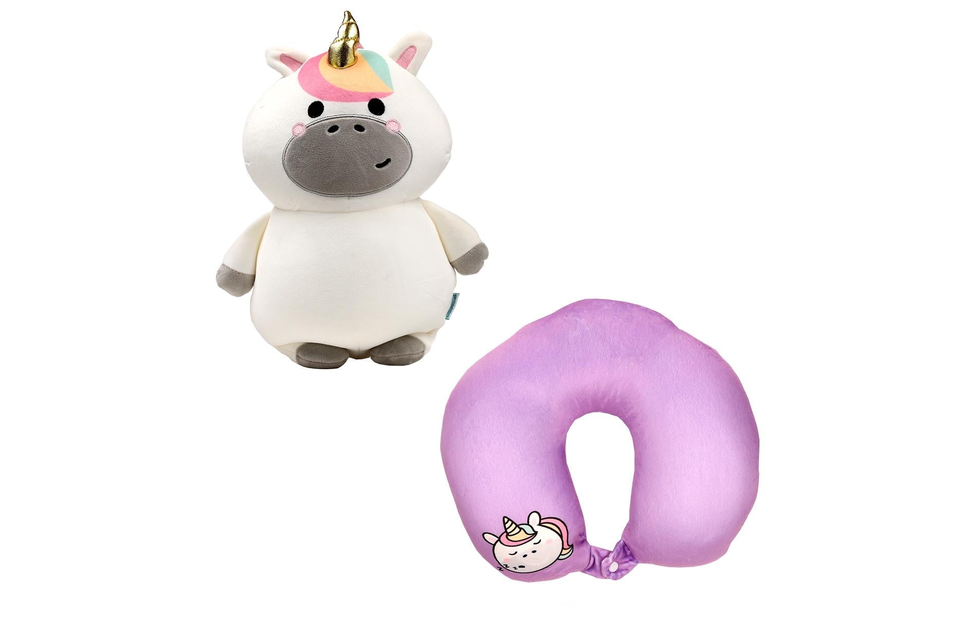 Sombo Reisekissen mit Memory-Schaum – für Kinder ab 3 Jahren – Lila, Plüsch – Einhorn