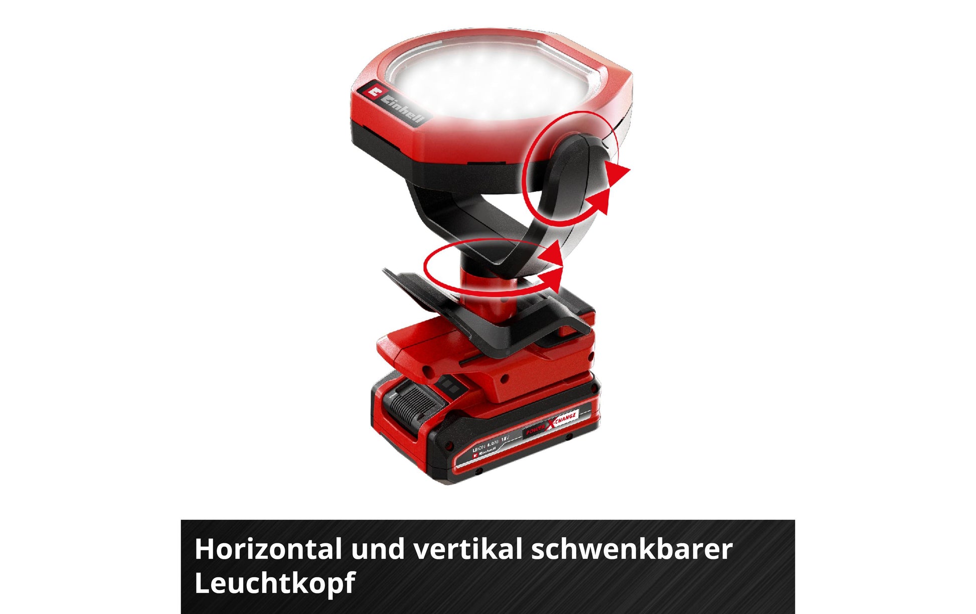Einhell Akku-Aussenleuchte – 259 cm – 1500 lm – 7000 K – Akkubetrieb – für Power X-Change 18 V, dimmbar – Rot