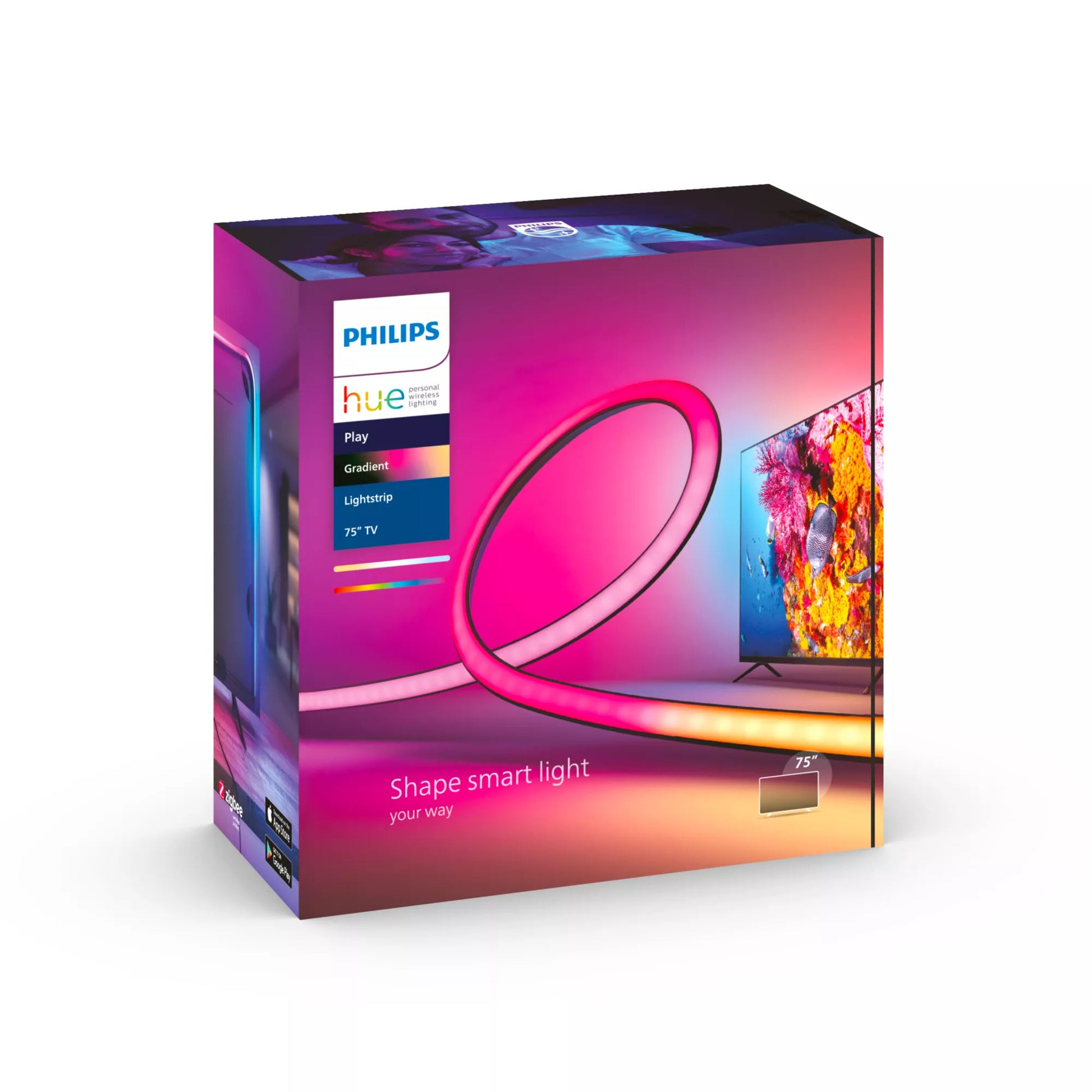 Philips by Signify Philips Hue LED-Strip Gradient Lightstrip 75 – 3,04 m, 1020 lm, 20 W, 2000–6500 K, für Hue Bridge/Hue Sync