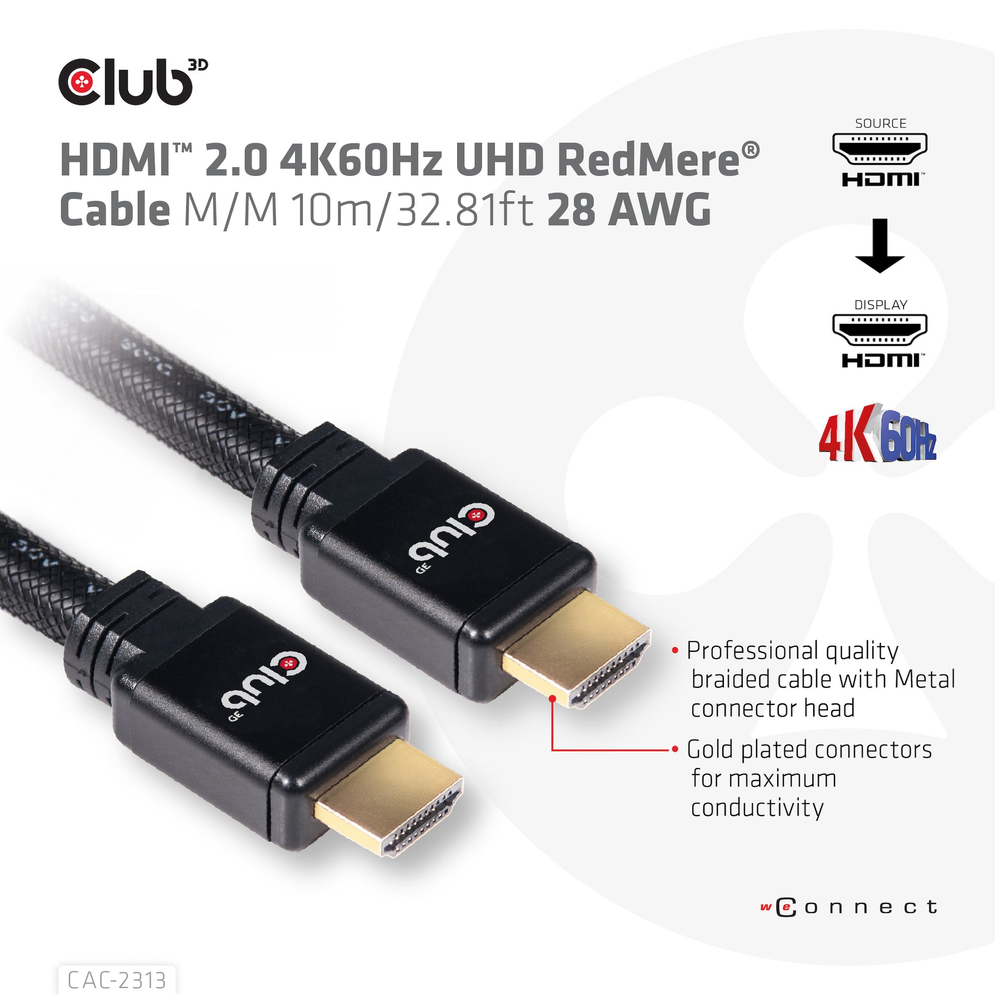 CLUB3D Club 3D HDMI Kabel HDMI 2.0 4K 60 Hz – 10 m – aktiv
