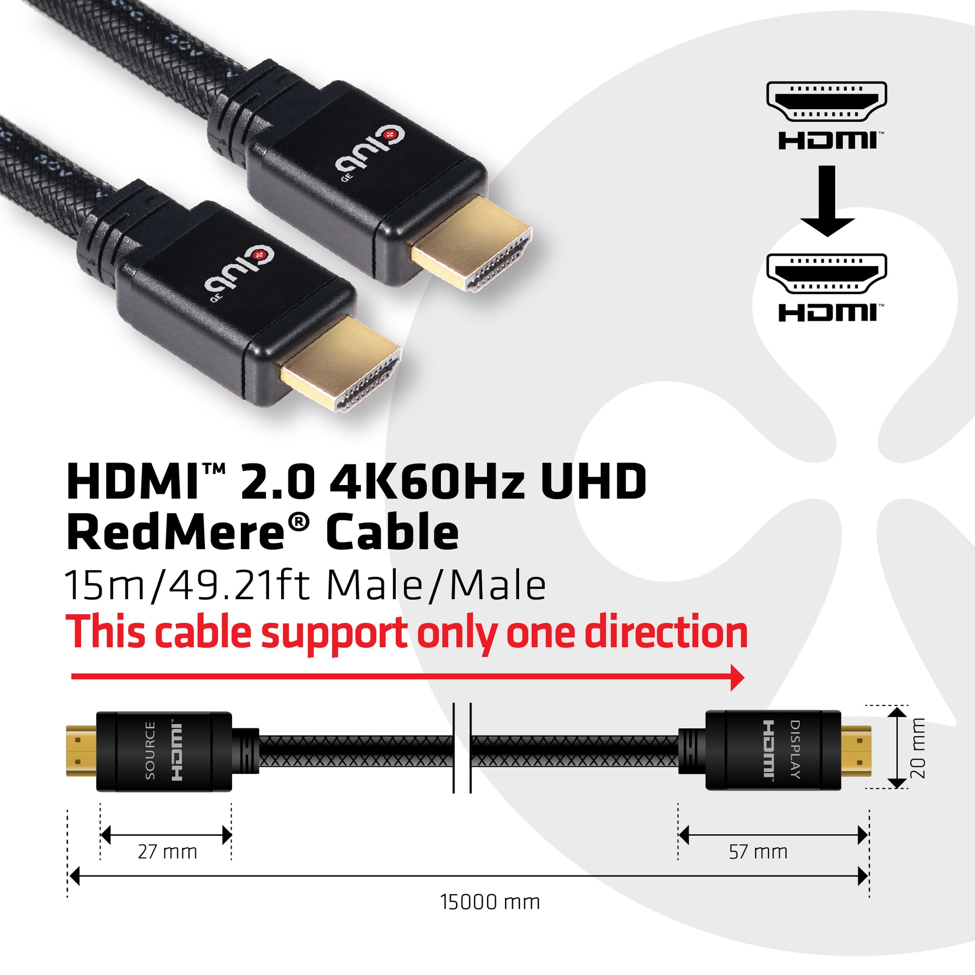 CLUB3D Club 3D HDMI-Kabel, Schwarz, 1 Stück