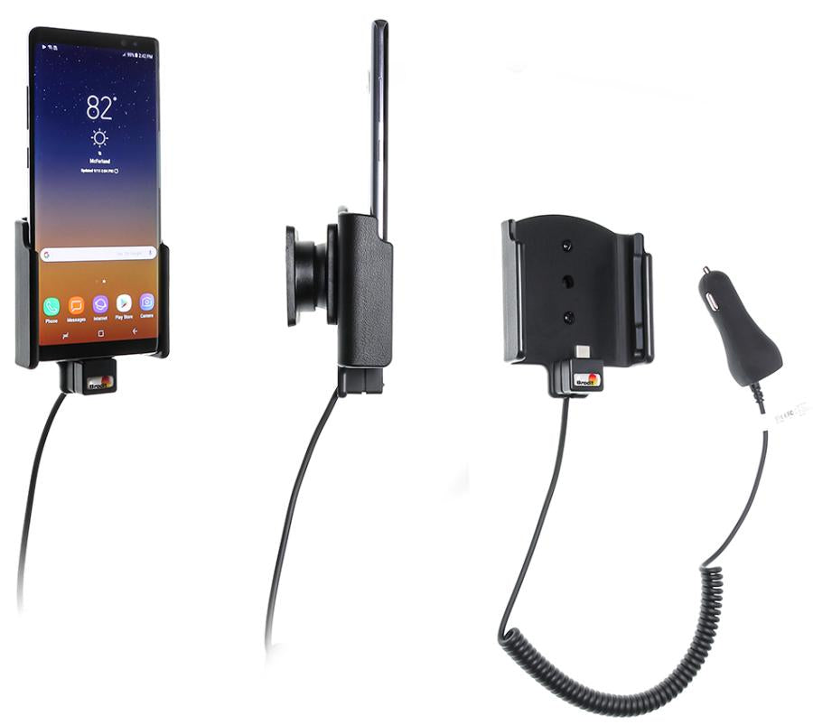 Brodit Auto-Halterung – mit Zigarettenanzünder, drehbar/neigbar, für Samsung Galaxy Note 8, Schwarz