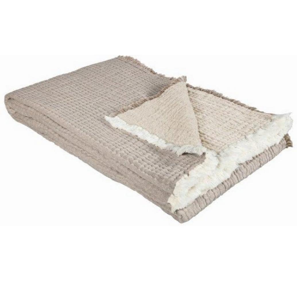 Eskimo Wohndecke – 130 × 200 cm, Baumwolle, Braun-Beige