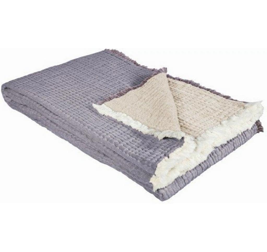 Eskimo Wohndecke Nora – 130 × 200 cm, Baumwolle, Pflaume-Beige