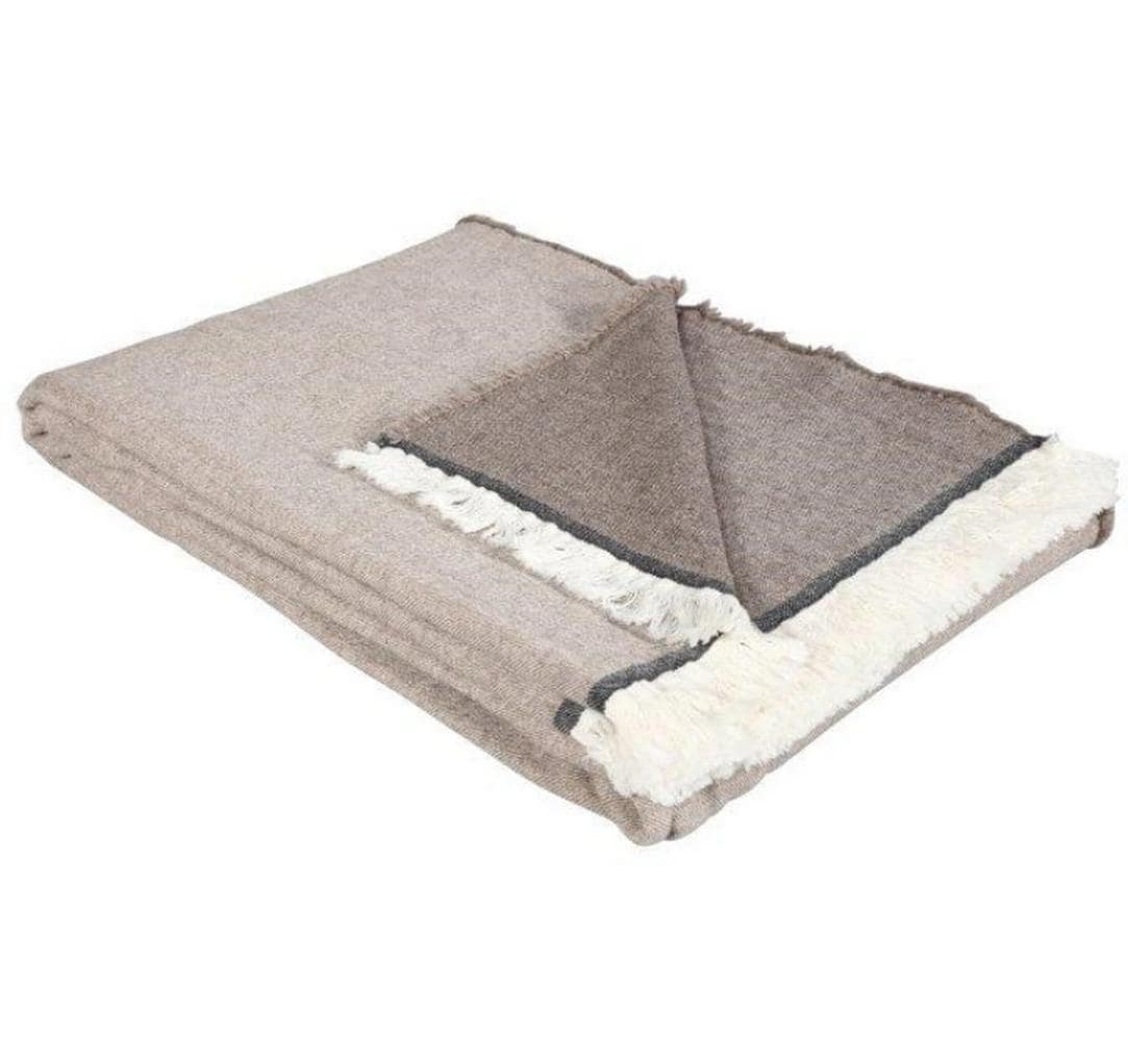 Eskimo Wohndecke – 140 × 200 cm, Baumwolle/Wolle, Taupe-Braun