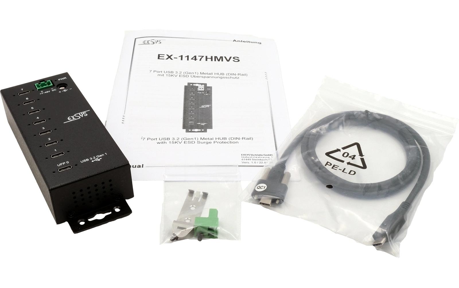 EXSYS EX-1147HMVS USB-Hub – 7× USB-C, 5 Gbit/s
