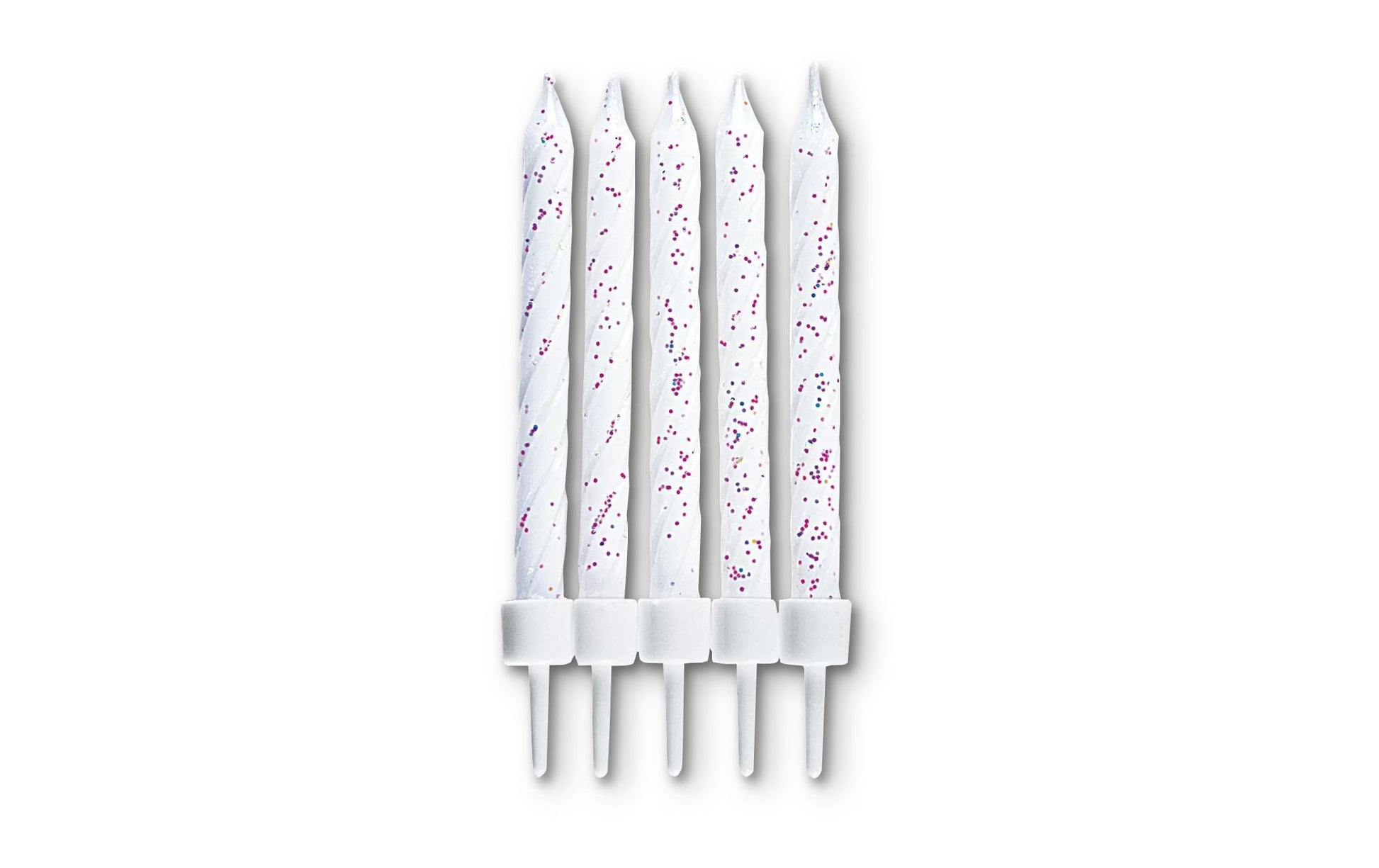 Städter Geburtstagskerzen – Weiss Glitzer – 7,5 cm – 10 Stk – mit Halter