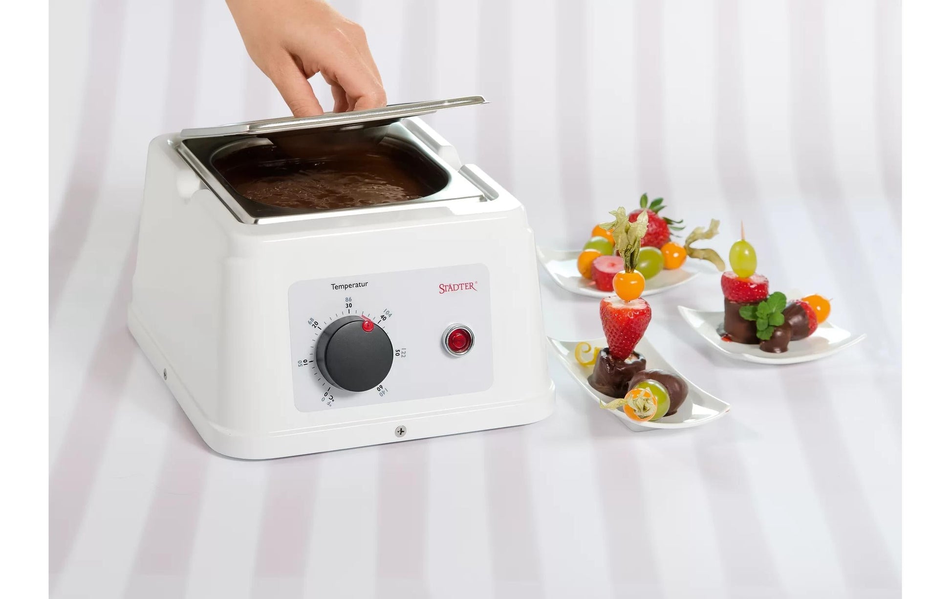 Städter Fondue-Set – Metall, 1,5 l, Netzbetrieb – Silber/Weiss