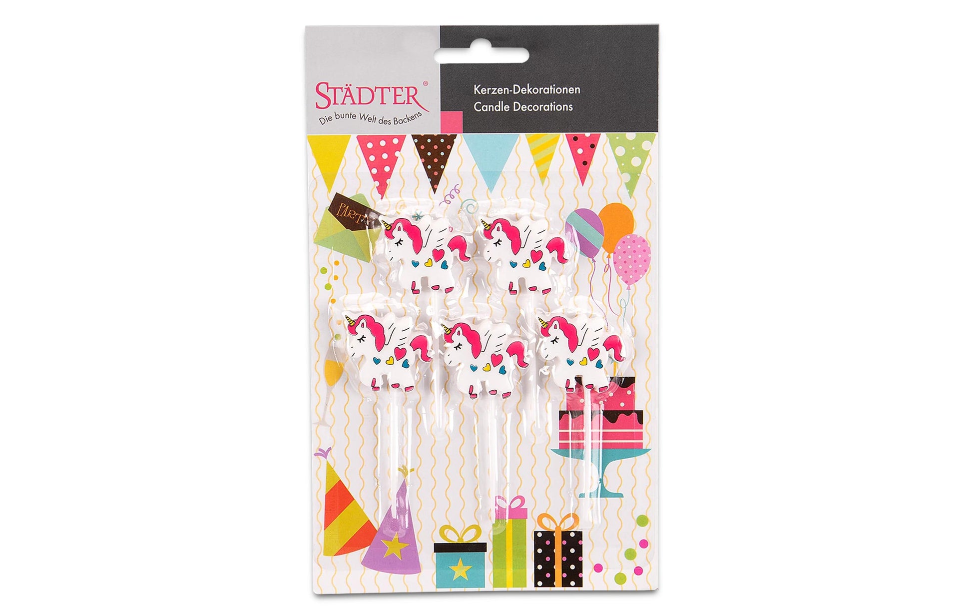 Städter Geburtstagskerzen Einhorn – mehrfarbig – 30 × 75 mm – 5 Stk