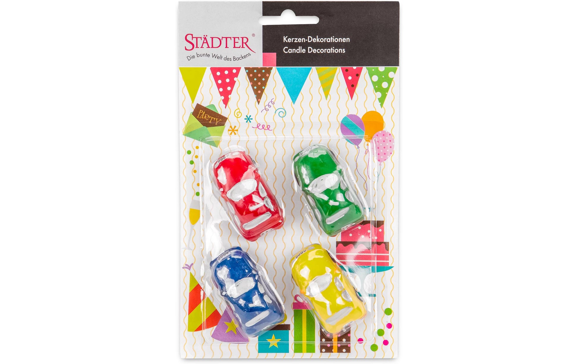 Städter Geburtstagskerzen Autos – mehrfarbig – 5 cm – 4 Stk
