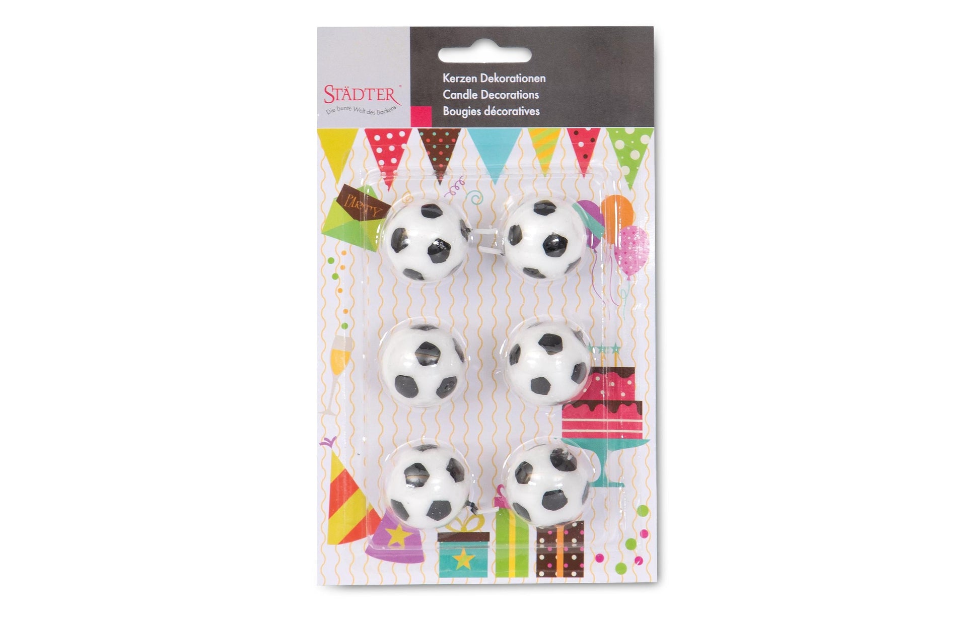 Städter Geburtstagskerzen Fussball – Schwarz/Weiss – 25 × 25 mm – 6 Stk