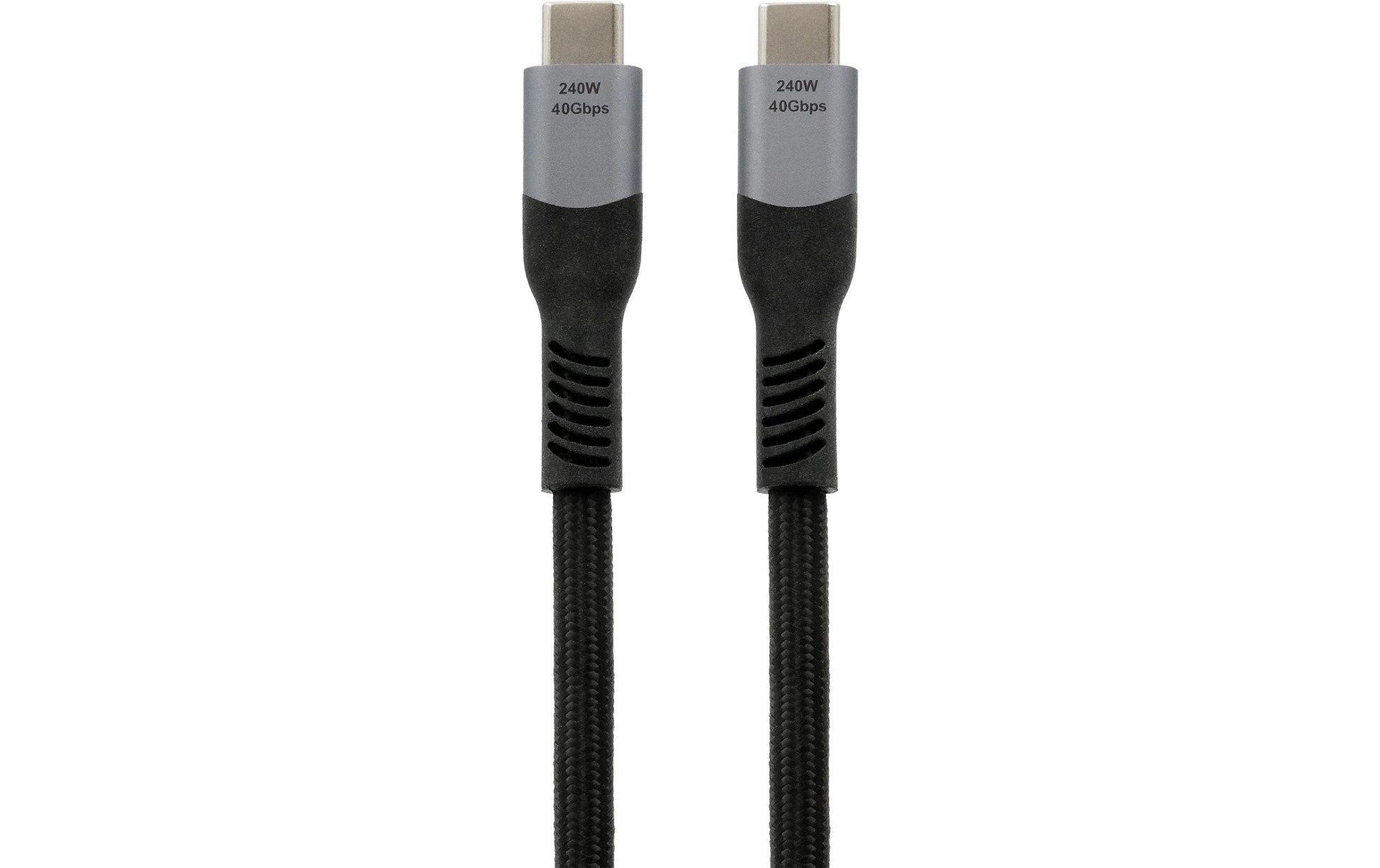 EXSYS USB-C auf USB-C Kabel – USB4 40 Gbit/s – 1 m – PD 240 W – DP 1.2 – Schwarz/Grau