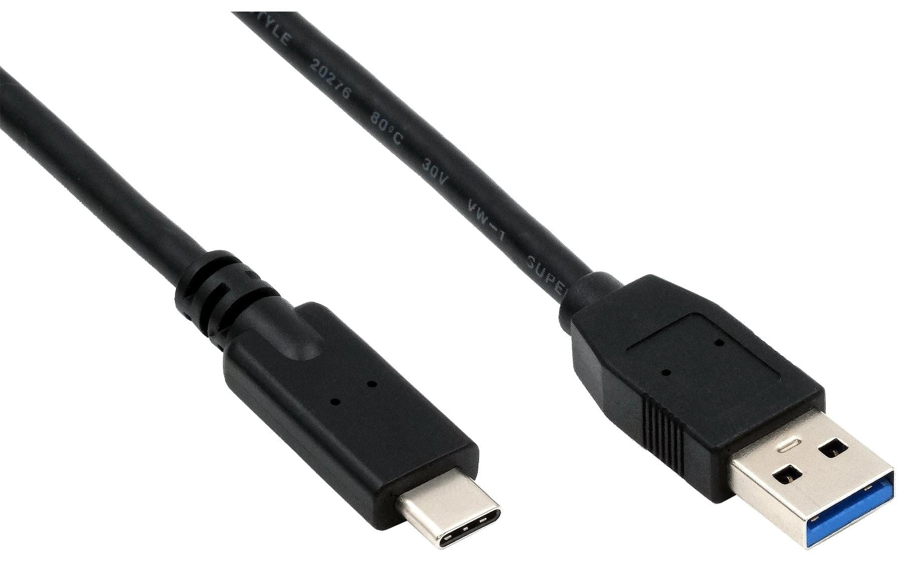 EXSYS USB-C auf USB-A Kabel – USB 3.2 Gen 1 (5 Gbit/s) – 5 m – Schwarz