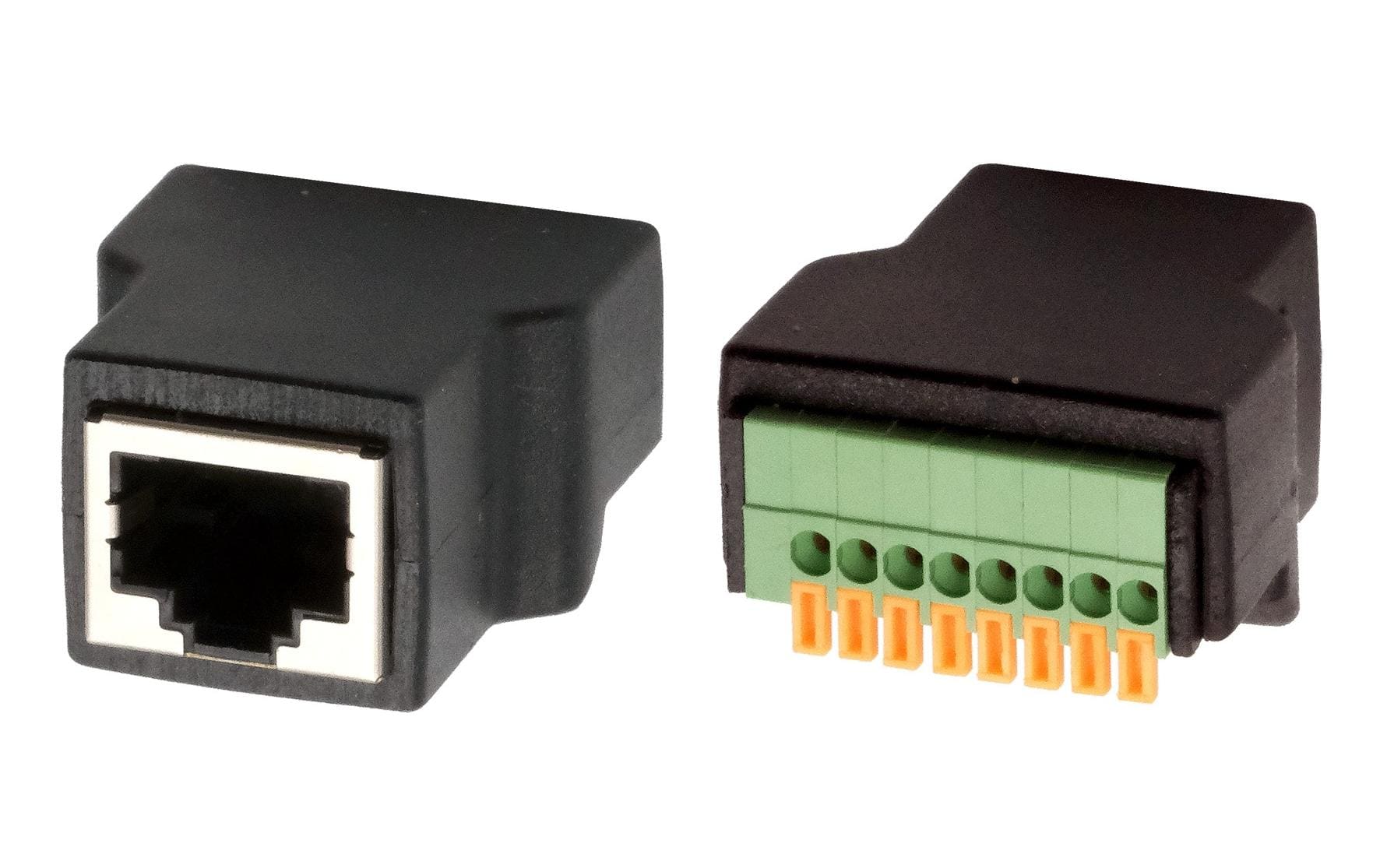 EXSYS EX-49112 Adapter RJ-45 zu 8-poligem Terminalblock – Cat5e, RJ-45 Buchse, Schwarz