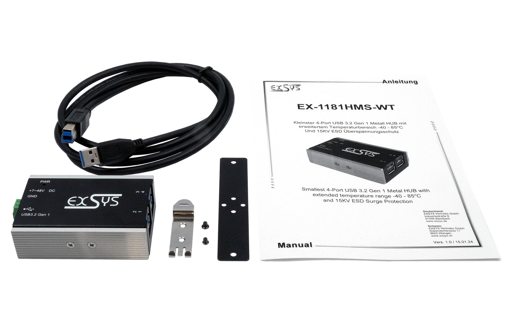 EXSYS EX-1181HMS-WT USB-Hub – USB-B, 4× USB-A