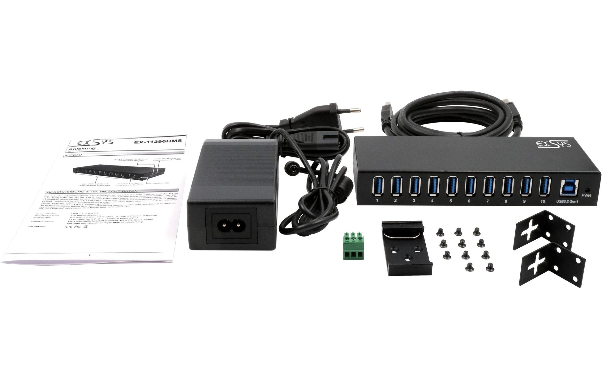 EXSYS EX-11290HMS USB-Hub – 10× USB-A