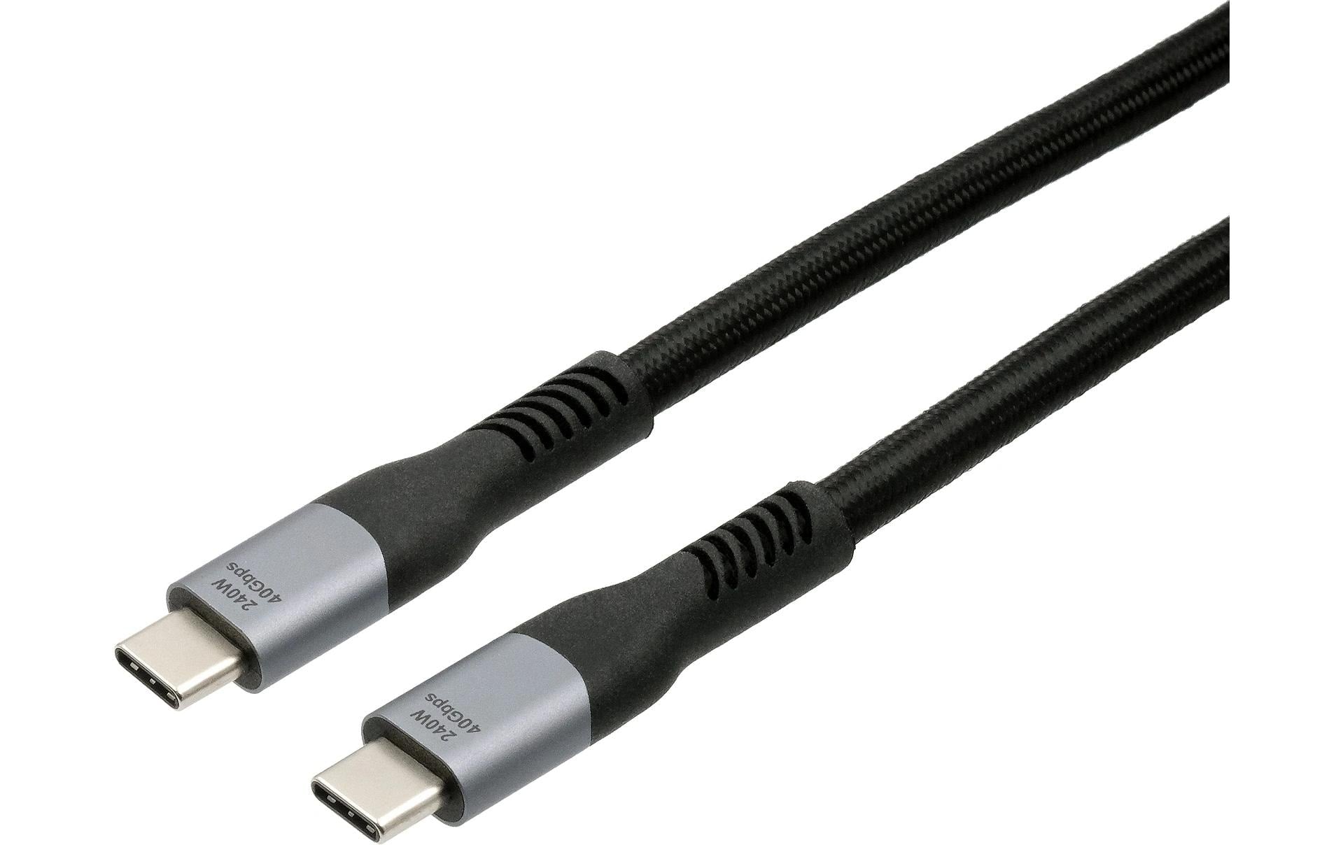 EXSYS USB-C auf USB-C Kabel – USB4 40 Gbit/s – 1 m – PD 240 W – DP 1.2 – Schwarz/Grau